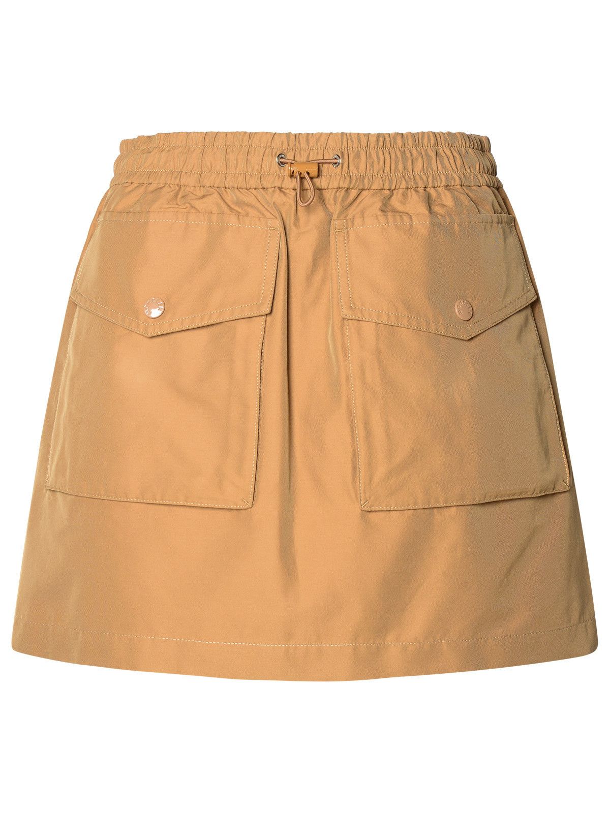 image of Moncler Cargo Miniskirt In Beige Cotton Blend, Women's (Size 26)