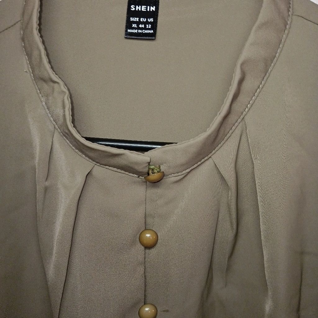 Shein Shien olive green blouse, long sleeve Button front, XL, nwot Size XL / US 12-14 / IT 48-50 - 3 Thumbnail