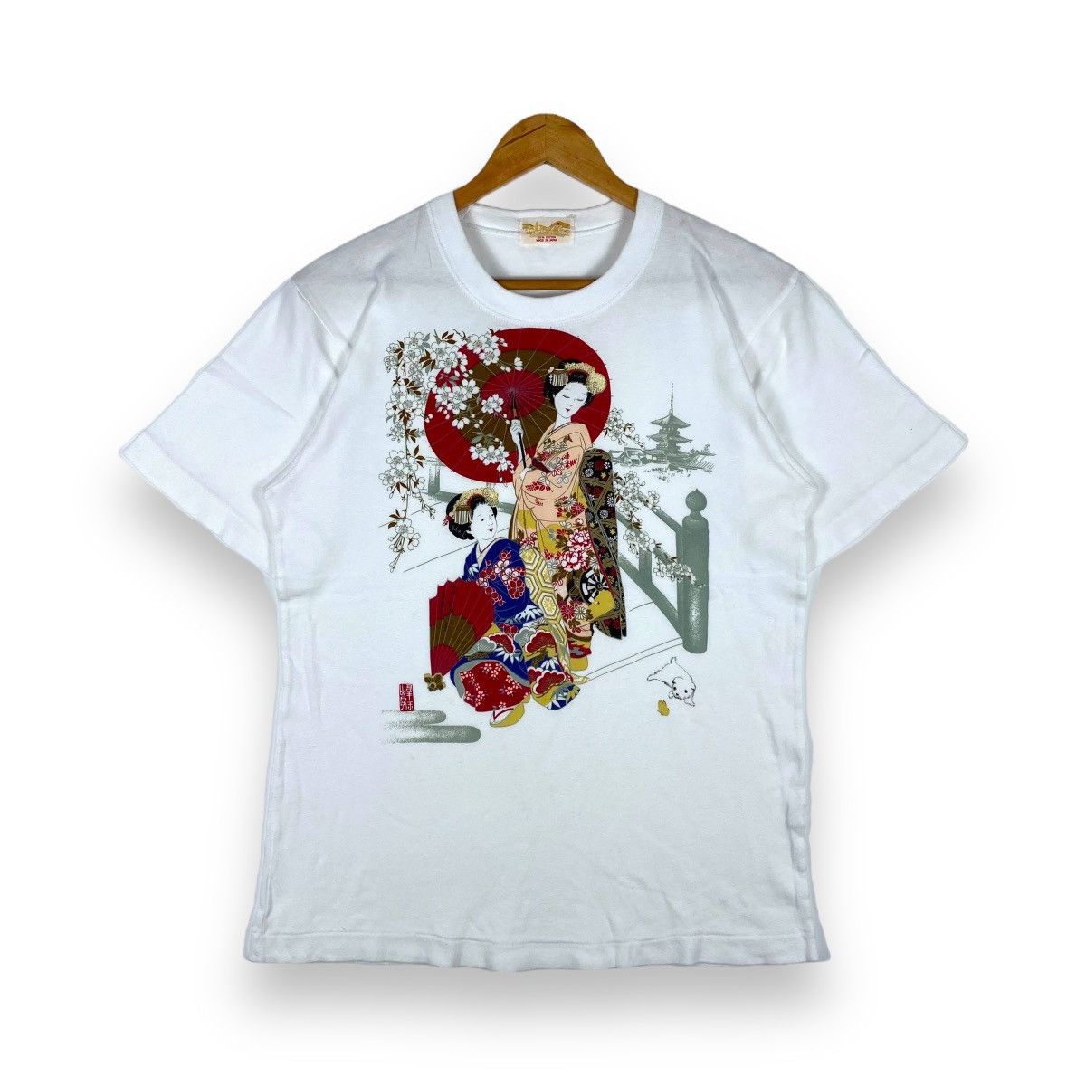 Japanese Brand × Vintage Vintage 80's Japanese Traditional GEISHA SAKURA Graphic Tee Size US M / EU 48-50 / 2 - 1 Thumbnail