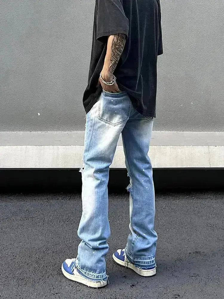 Japanese Brand Light colored distressed patchwork jeans Size US 32 / EU 48 - 3 Thumbnail