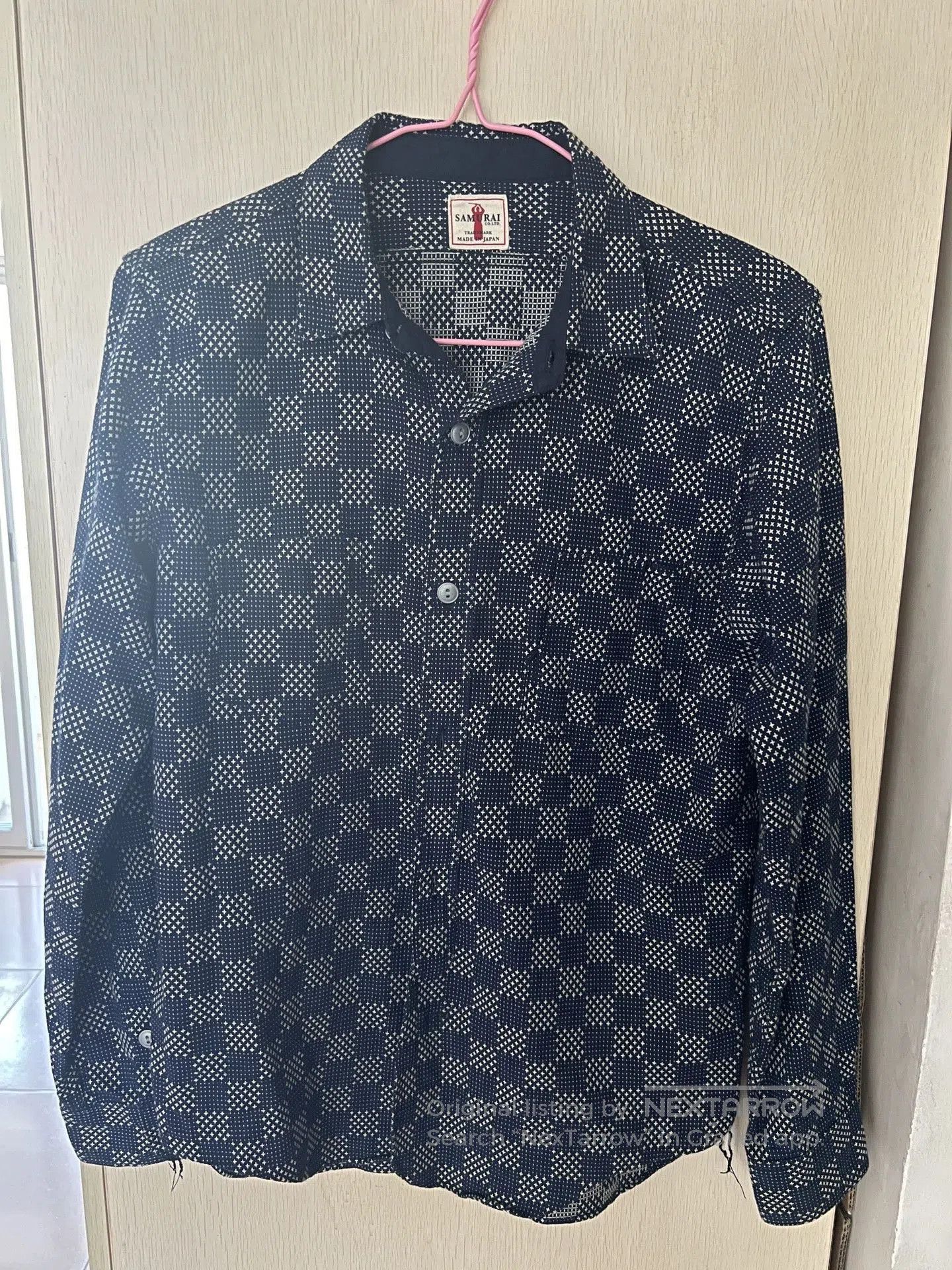 Samurai Jeans Indigo Sashiko Short Sleeve Shirt.
