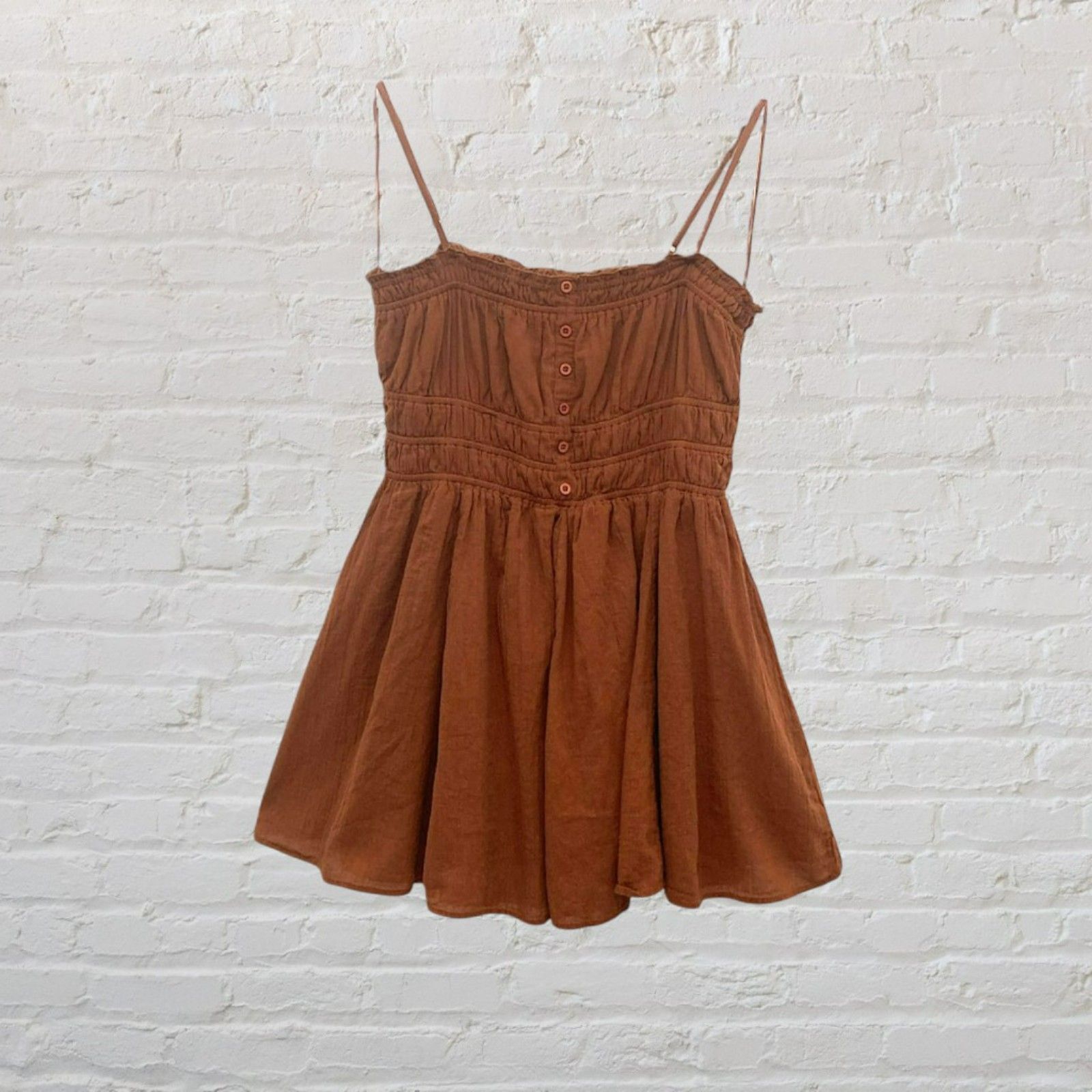 Aeropostale Aeropostale Cinnamon Smocked Mini Dress Size XL / US 12-14 / IT 48-50 - 2 Thumbnail