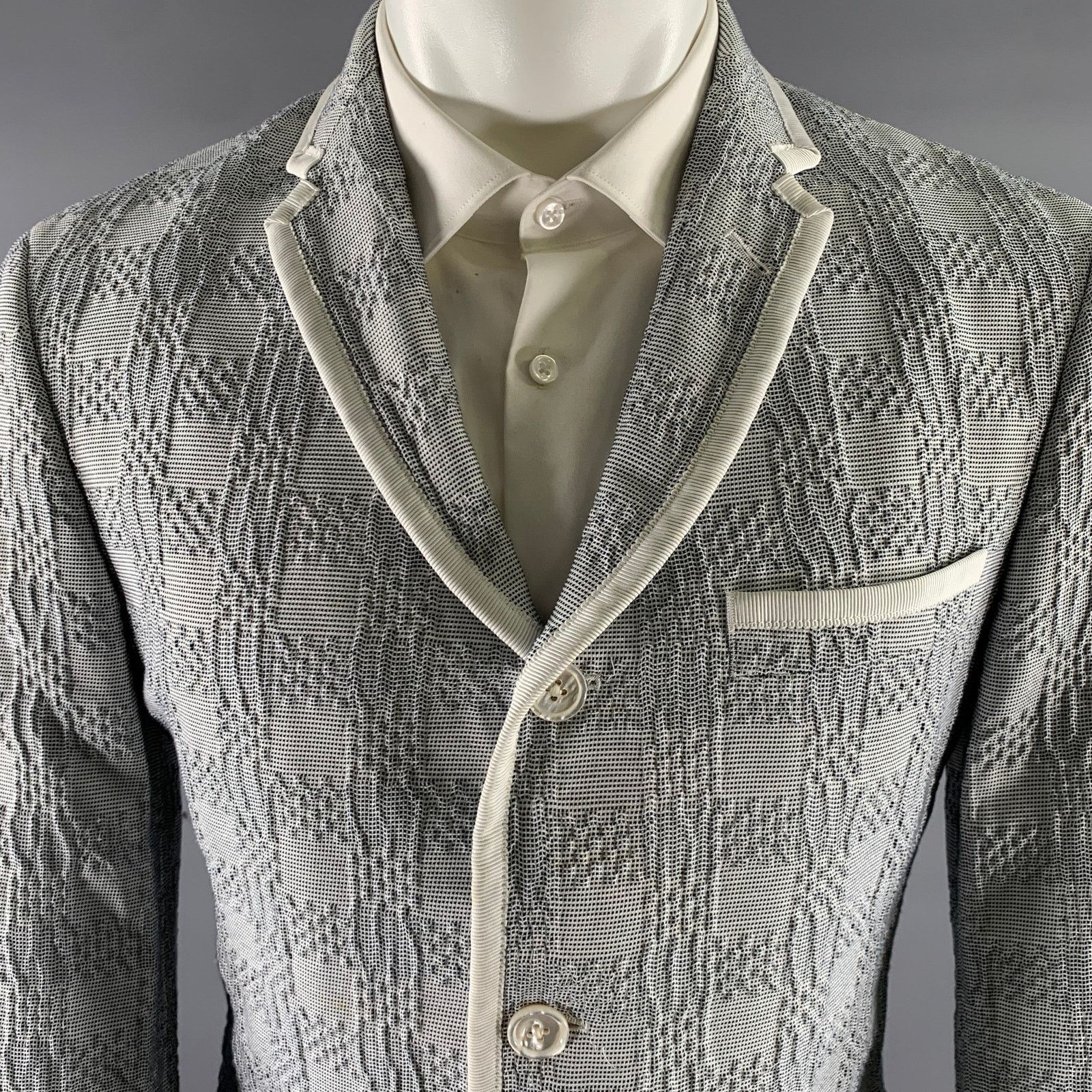 Brooks Brothers Black Fleece BLACK FLEECE Size 40 White Navy Plaid Cotton Sport Coat Size US XXS / EU 40 - 2 Thumbnail