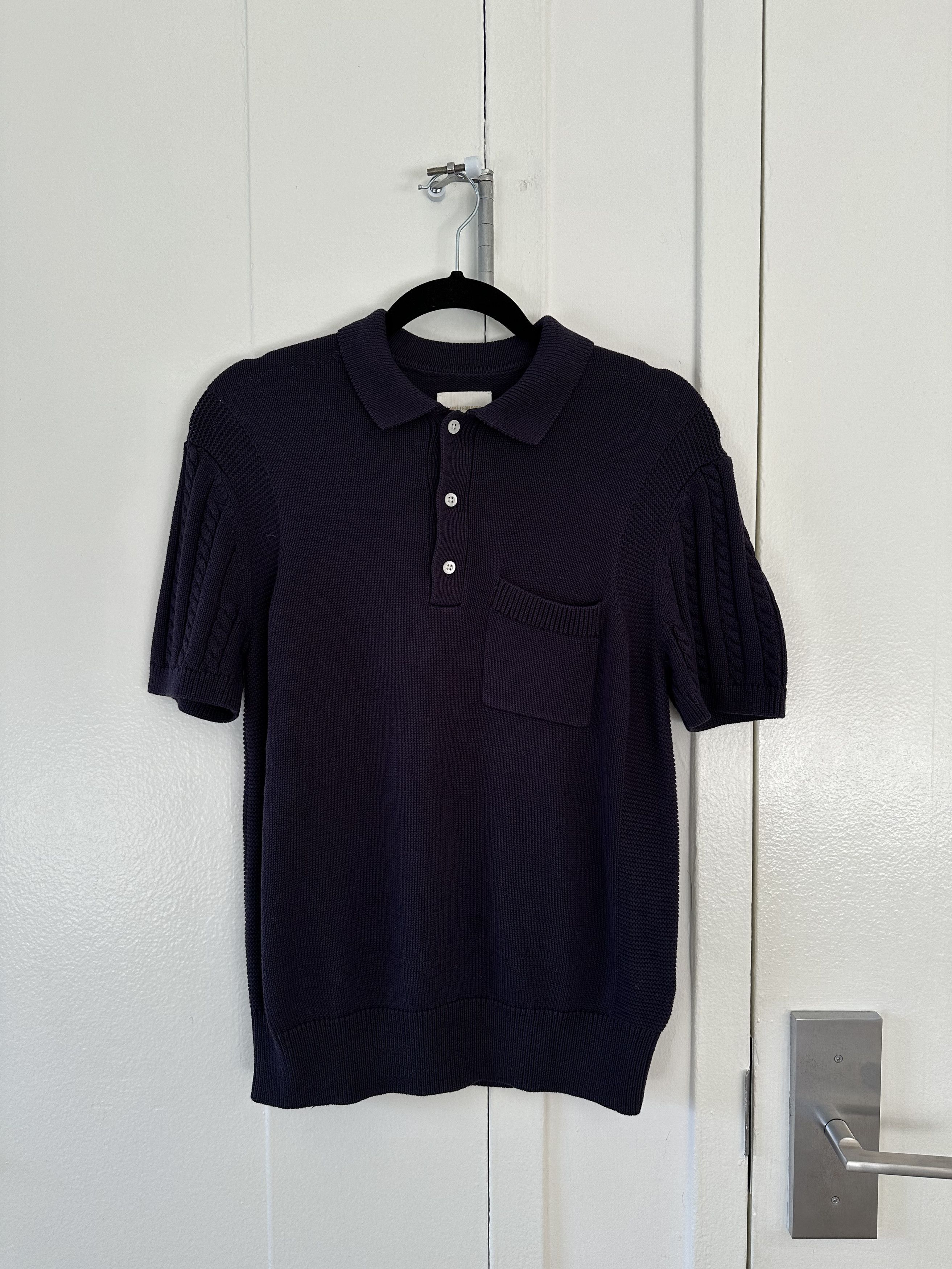 image of Aime Leon Dore Silk Blend Polo in Navy, Men's (Size XS)