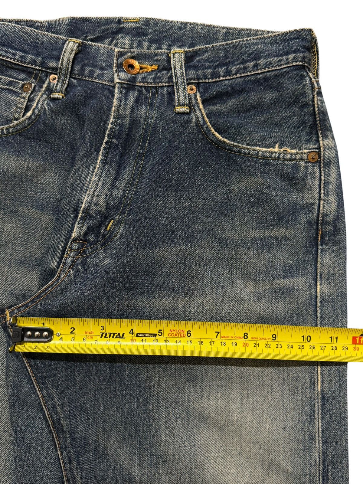 Edwin Vintage 90s Edwin 505 Selvedge Faded Distress Wide Leg Baggy Size US 28 / EU 44 - 15 Thumbnail