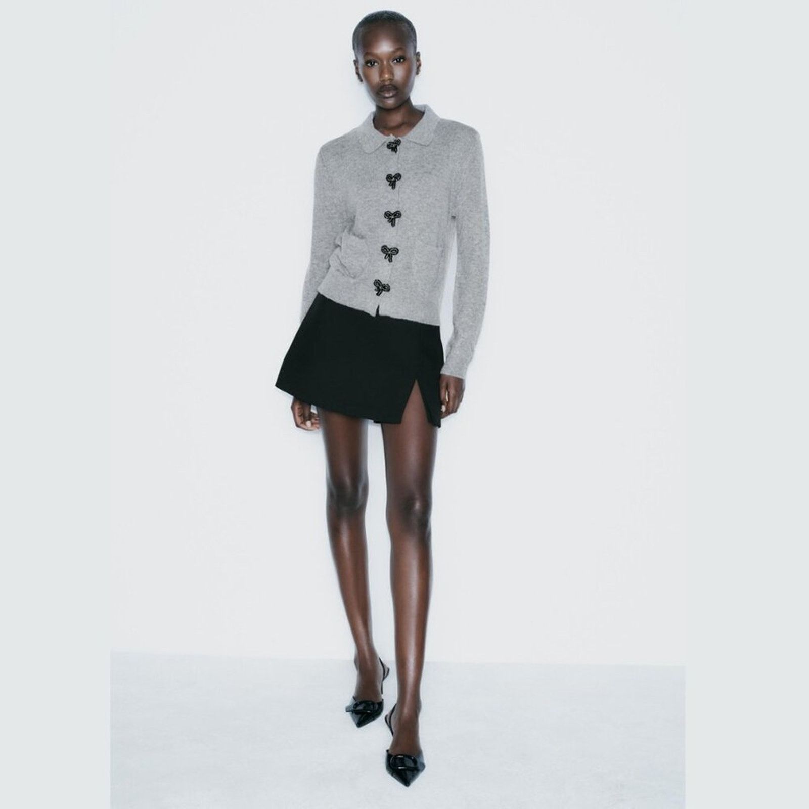 Zara RARE!!! ZARA Gray Embellished Knit Top NWT Size L / US 10 / IT 46 - 18 Thumbnail