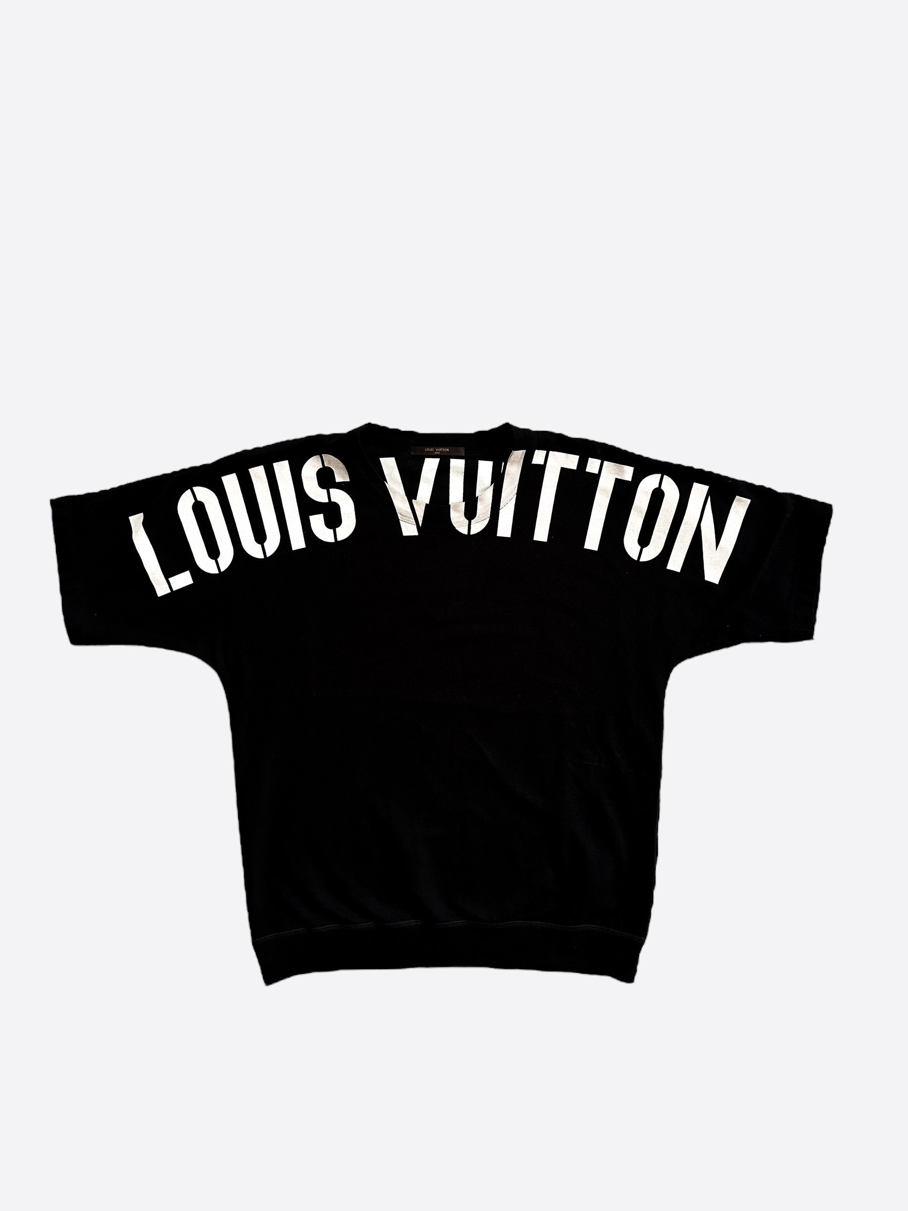 image of Louis Vuitton Black Fragment Printed Short Sleeve Sweater, Men's (Size XL)