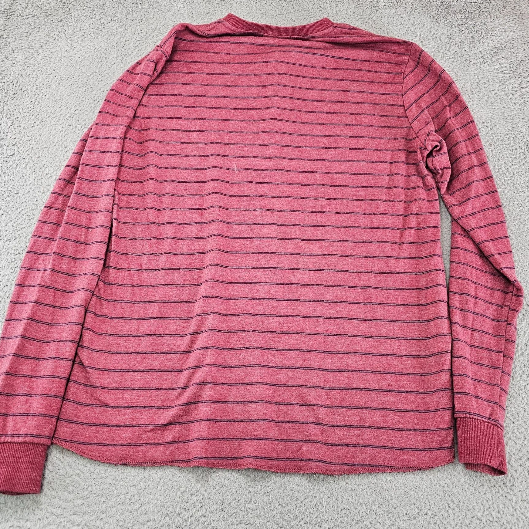 Marine Layer Marine Layer Shirt Adult L Red Striped Henley Long Sleeve Knit Pullover Button Cotton Mens Size US L / EU 52-54 / 3 - 6 Thumbnail