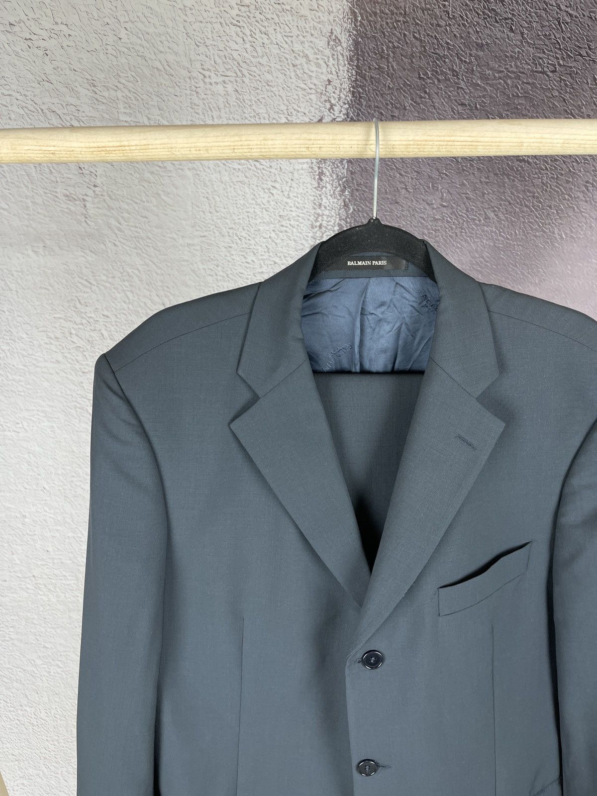Balmain Balmain Paris Wool Suit Grey 3 Button Single Breasted 2 Pcs Size 42R - 3 Thumbnail