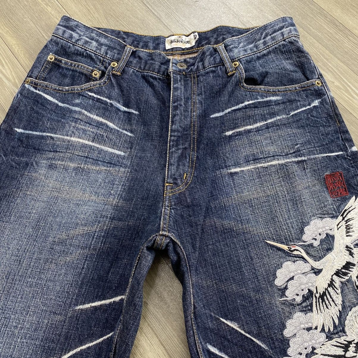 Karakuri Tamashii Vintage Karakuri Tamashii Phoenix Bird Embroidered Jeans Size US 33 - 6 Thumbnail