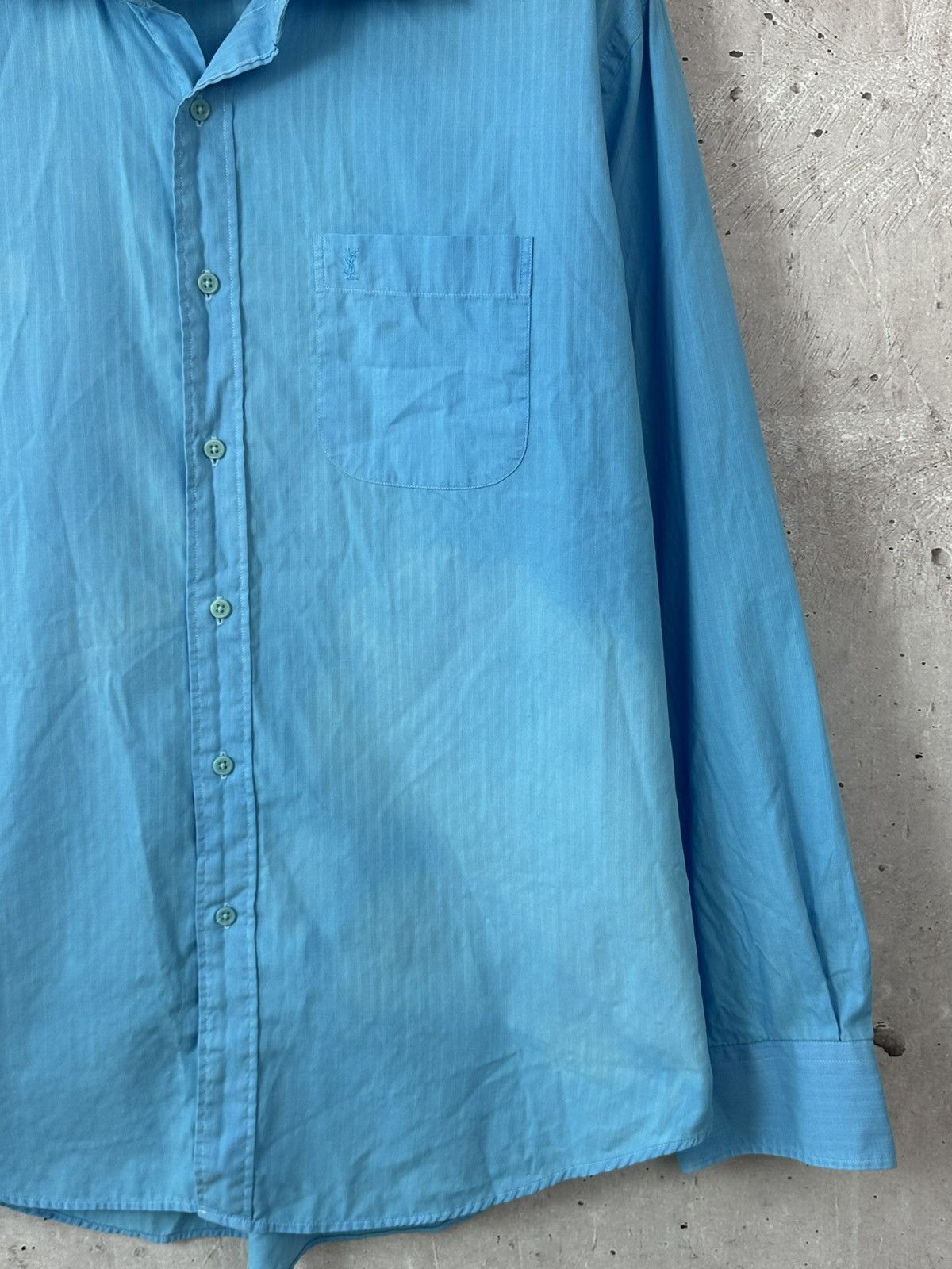 Yves Saint Laurent Vintage YvesSaintLaurent Blue Cotton Logo Long Sleeve Shirt Size US XXL / EU 58 / 5 - 6 Thumbnail