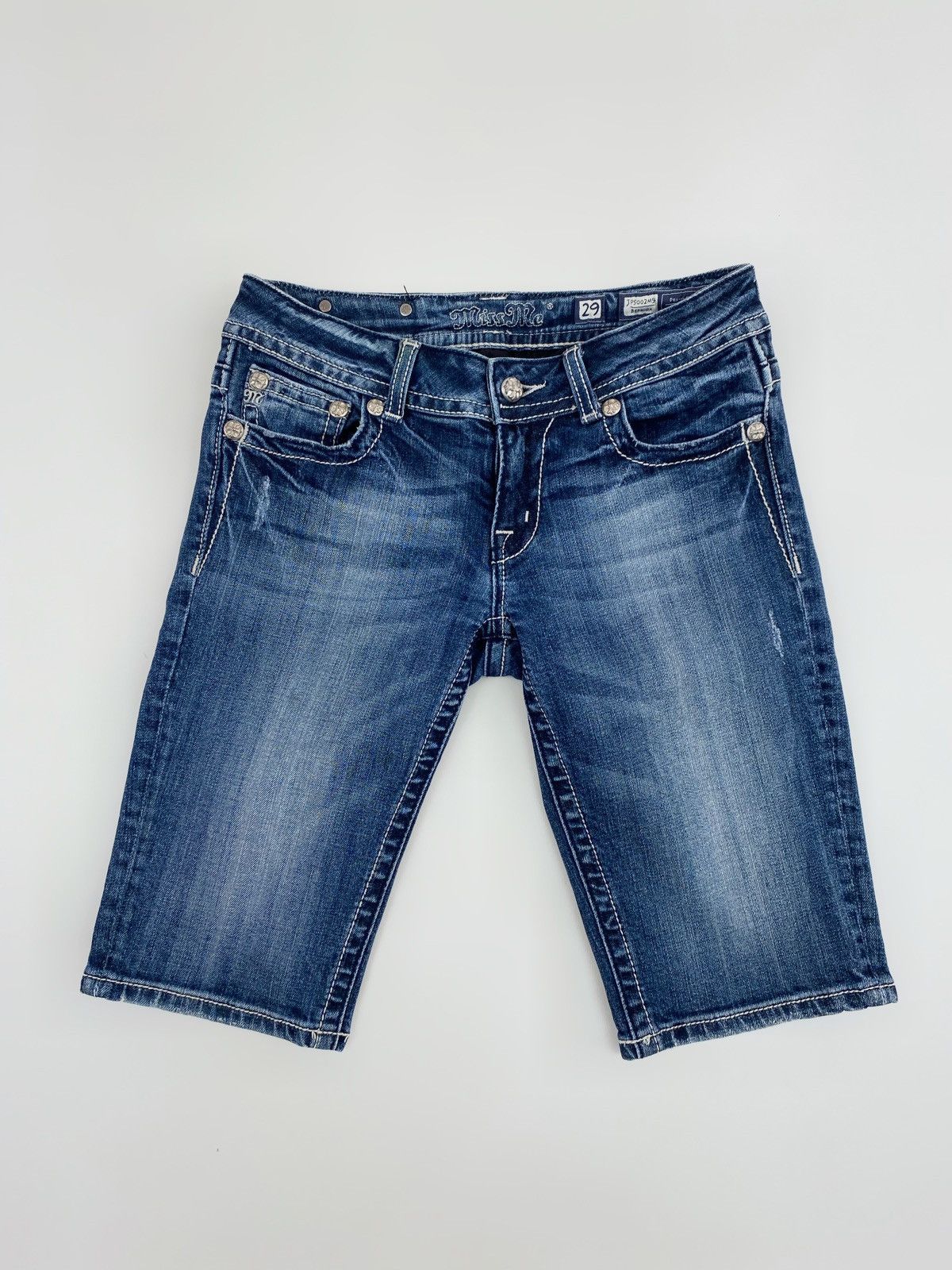 Miss Me Y2K Vintage Miss Me Distressed Studded Bermuda Denim Shorts Size 29" - 1 Thumbnail
