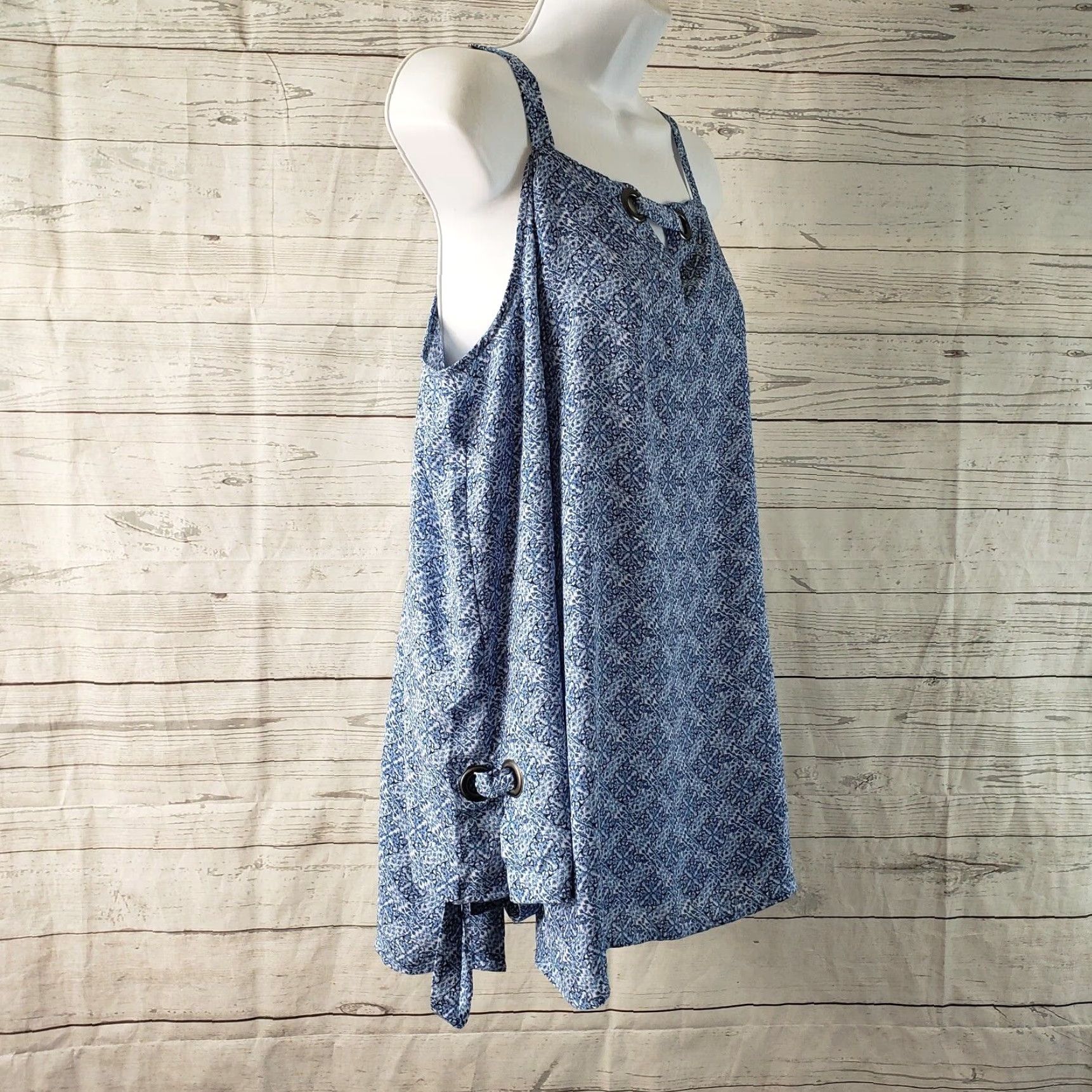 Vintage Laurie Felt Womens Blouse Size S Blue White Cold Shoulder Side Ties Shirt Size S / US 4 / IT 40 - 3 Thumbnail