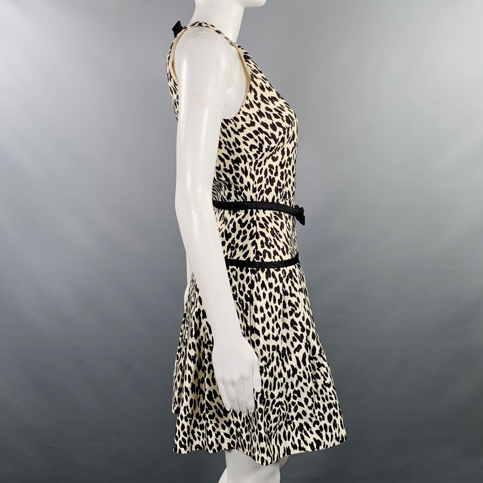 Valentino Size S White Black Animal Print Halter Cocktail Dress Size S / US 4 / IT 40 - 3 Thumbnail
