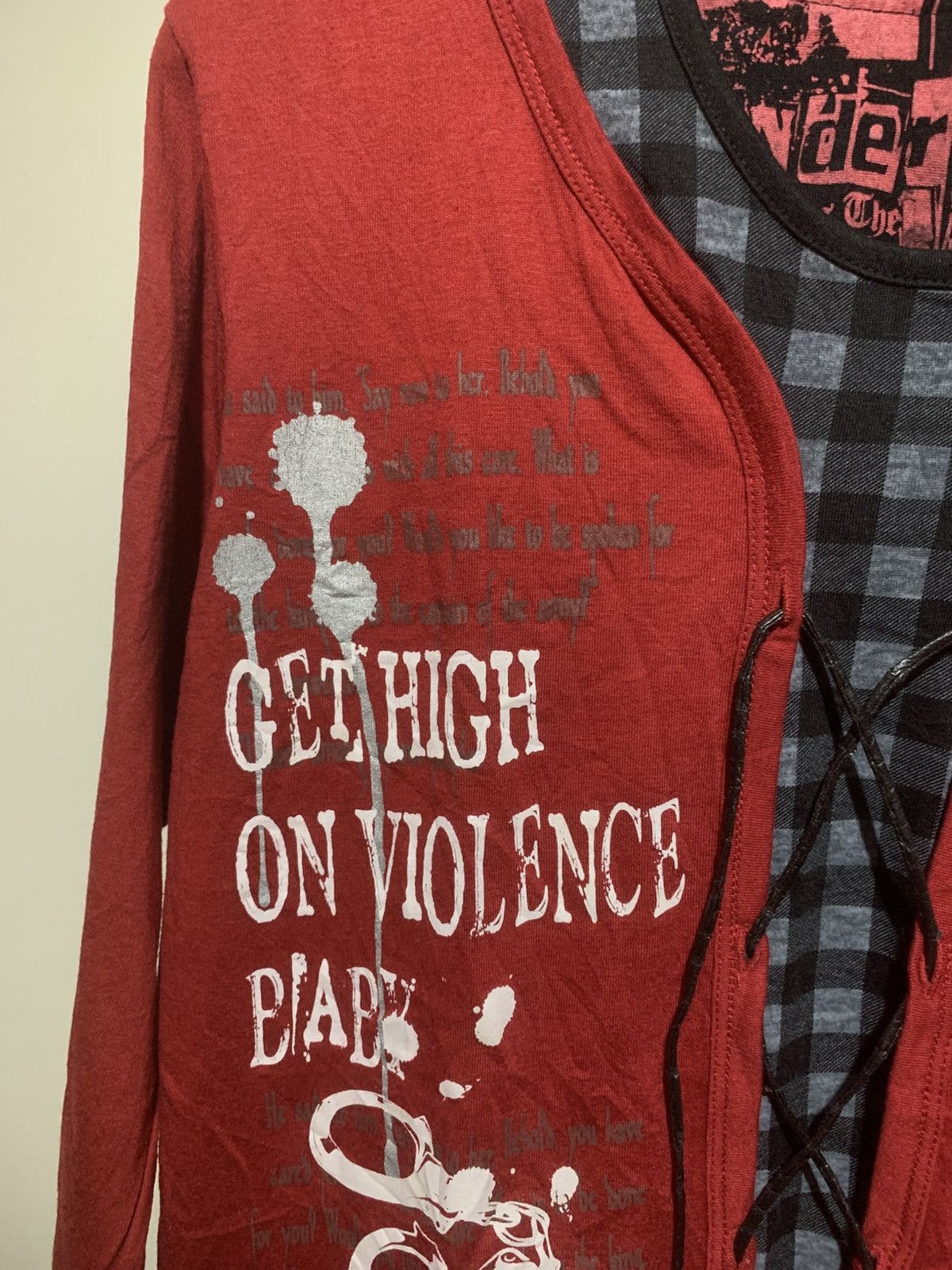 Japanese Brand Y2K Under Level Laced Double Layer Longsleeve Gothic Punk Size US M / EU 48-50 / 2 - 8 Thumbnail