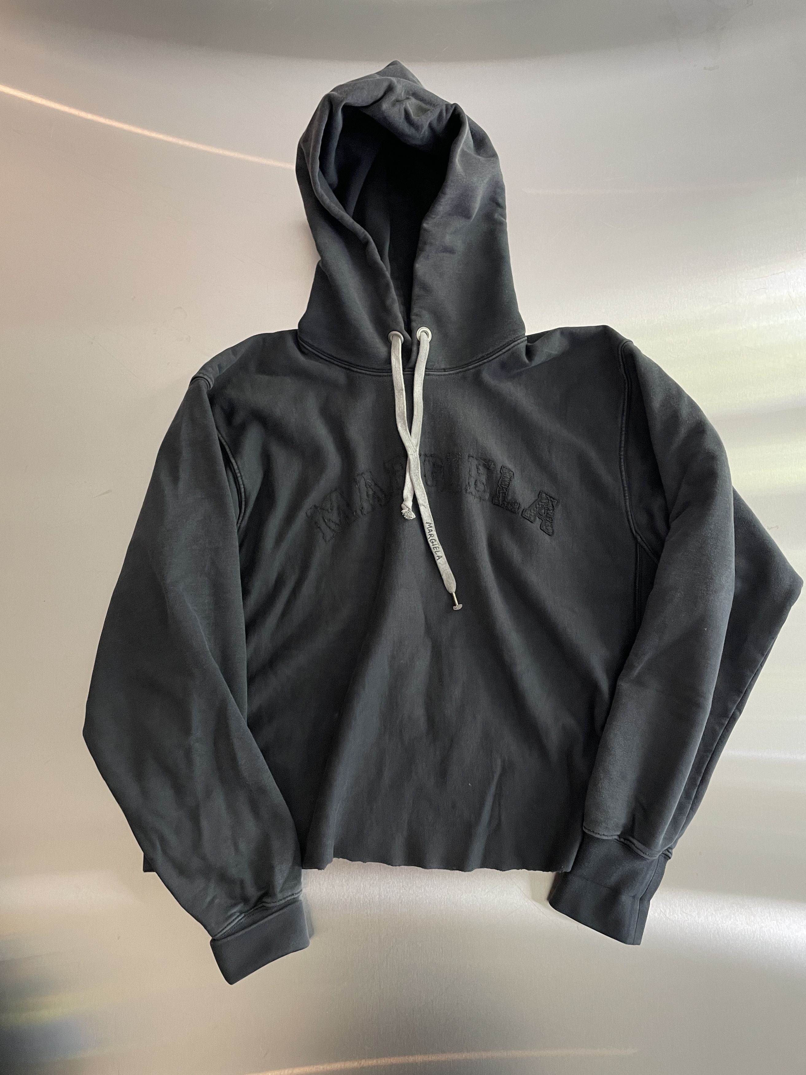 Maison Margiela Distressed and faded hoodie with margiela lace belt as cord Size US L / EU 52-54 / 3 - 1 Thumbnail