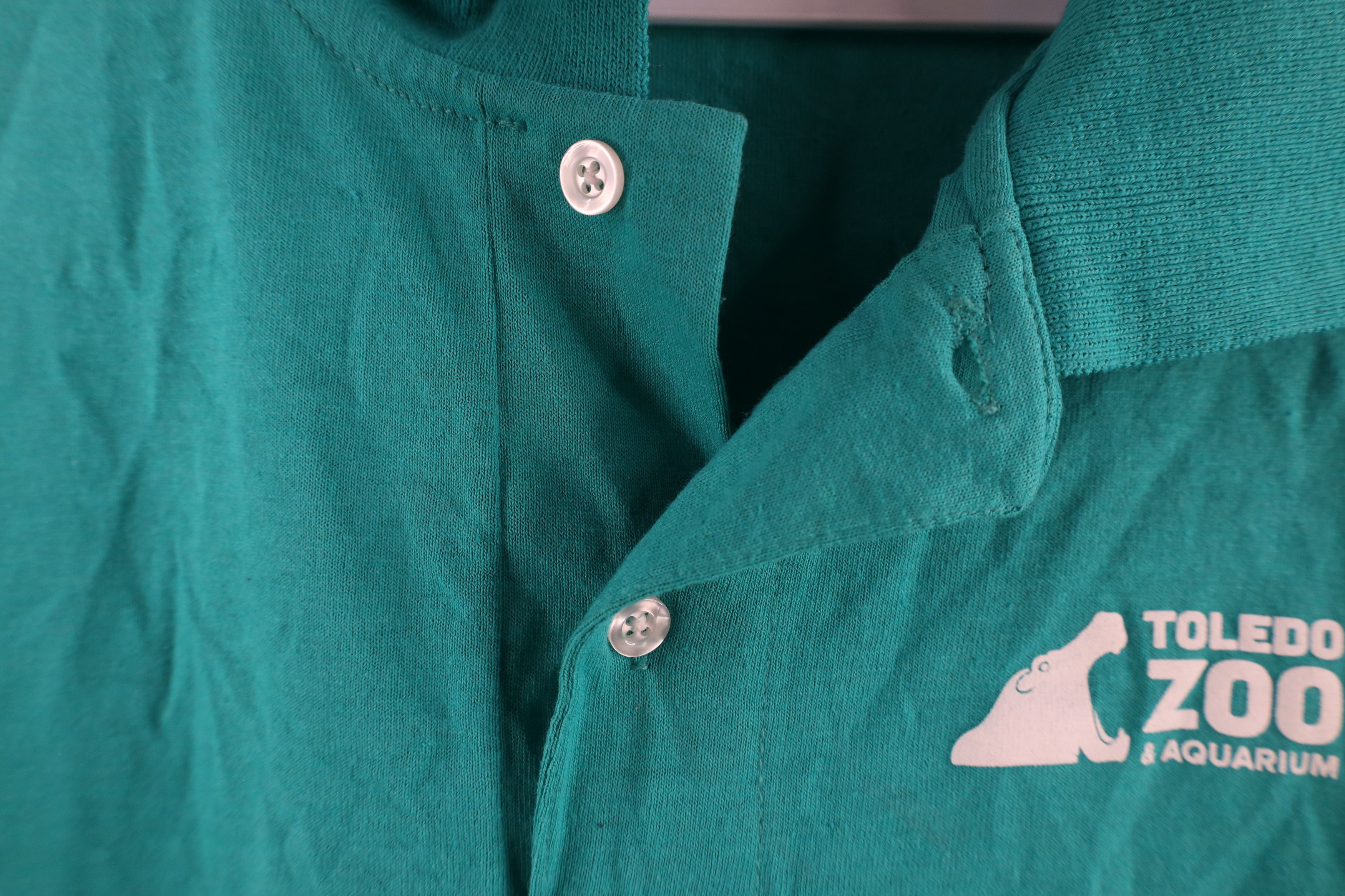 Vintage Vintage 90s Toledo Zoo & Aquarium Collared Polo Shirt Teal Size US L / EU 52-54 / 3 - 5 Thumbnail