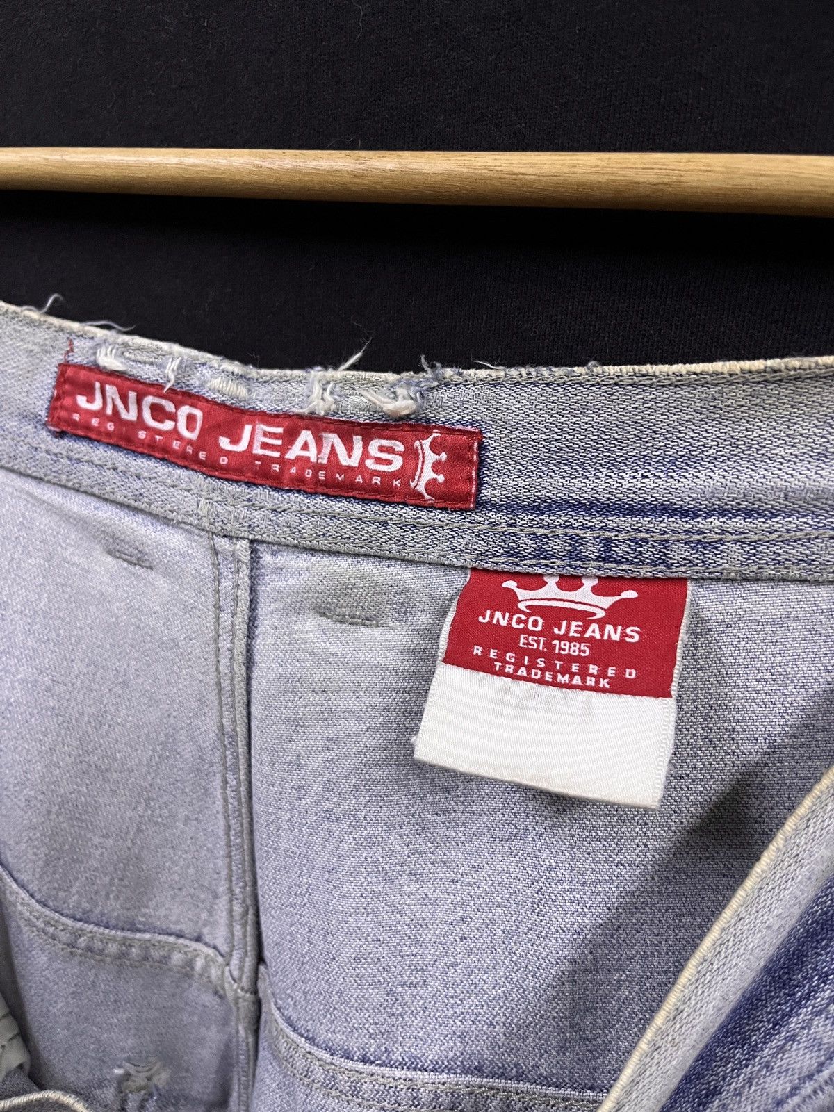 JNCO RARE‼️ VINTAGE JNCO JEANS FLAME EMBROIDERED JEANS JORTS Size US 39 - 7 Thumbnail
