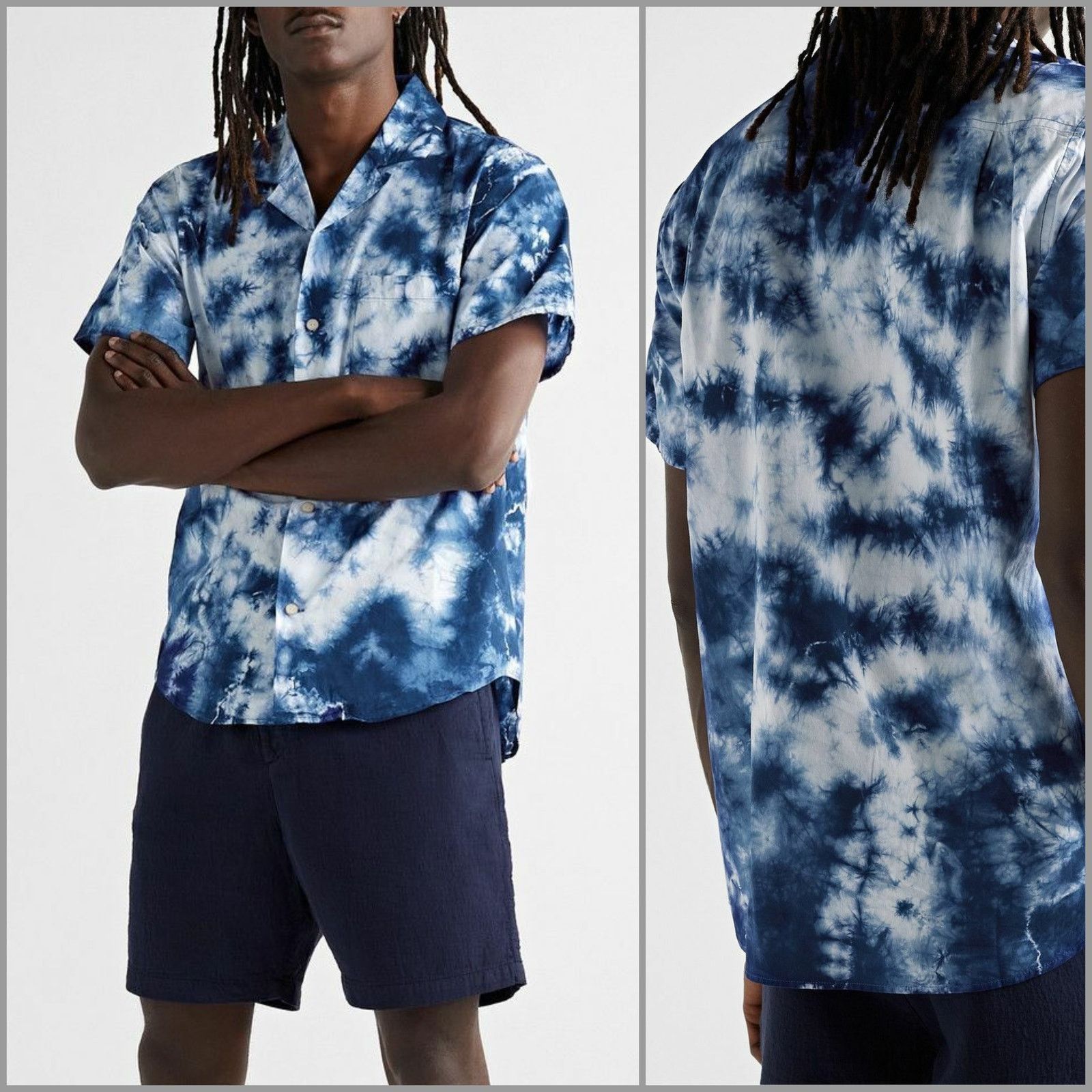 Outerknown Outerknown BBQ Camp Collar Tie Dyed Cotton Shirt Blue M Size US M / EU 48-50 / 2 - 1 Thumbnail