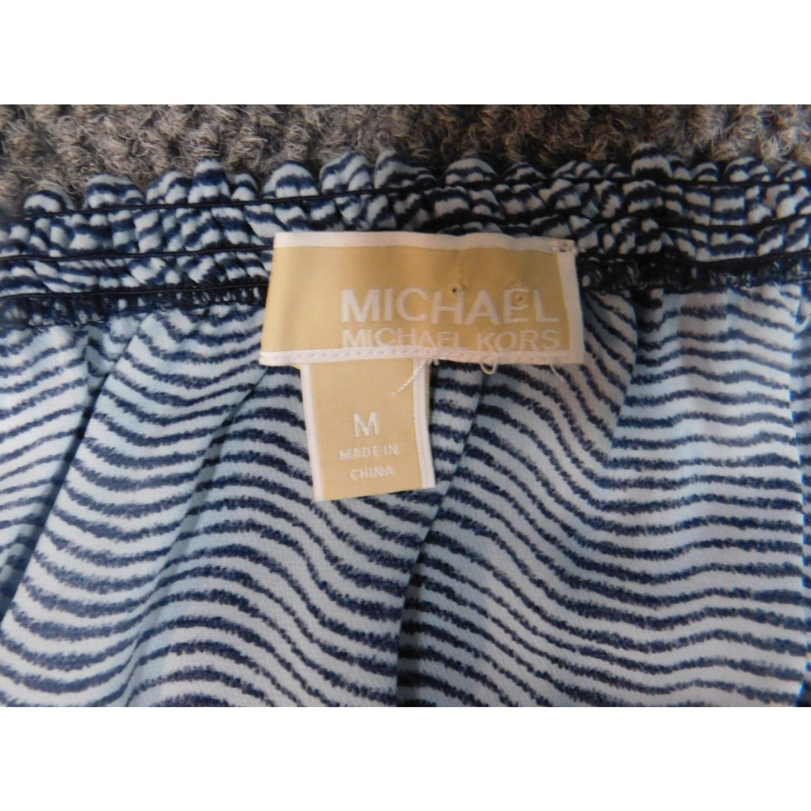 Michael Kors Michael Kors Womens Blouse M Blue Striped Crew Neck Pullover Short Sleeve Dolman Stretch Ruffle Polyester Rayon Casual Classic Regular Modern Size M / US 6-8 / IT 42-44 - 7 Thumbnail