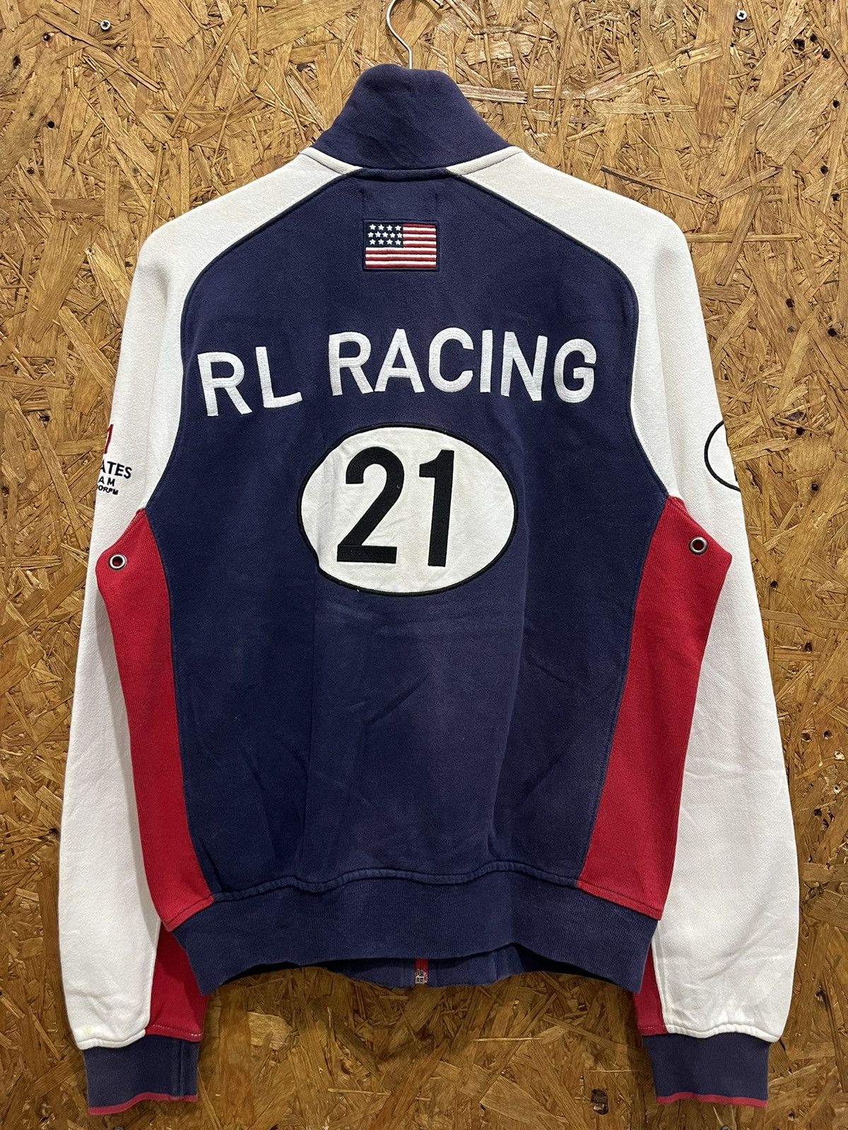 image of Lo Life x Polo Ralph Lauren Tracktop Polo Rl Racing Team Usa in Blue, Men's (Size Medium)