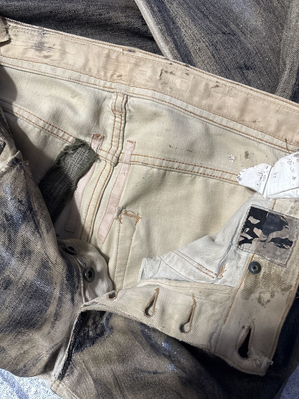 Rick Owens Rick Owens SS 2010 Cream Gravel Waxed Jeans Size US 29 - 10 Thumbnail