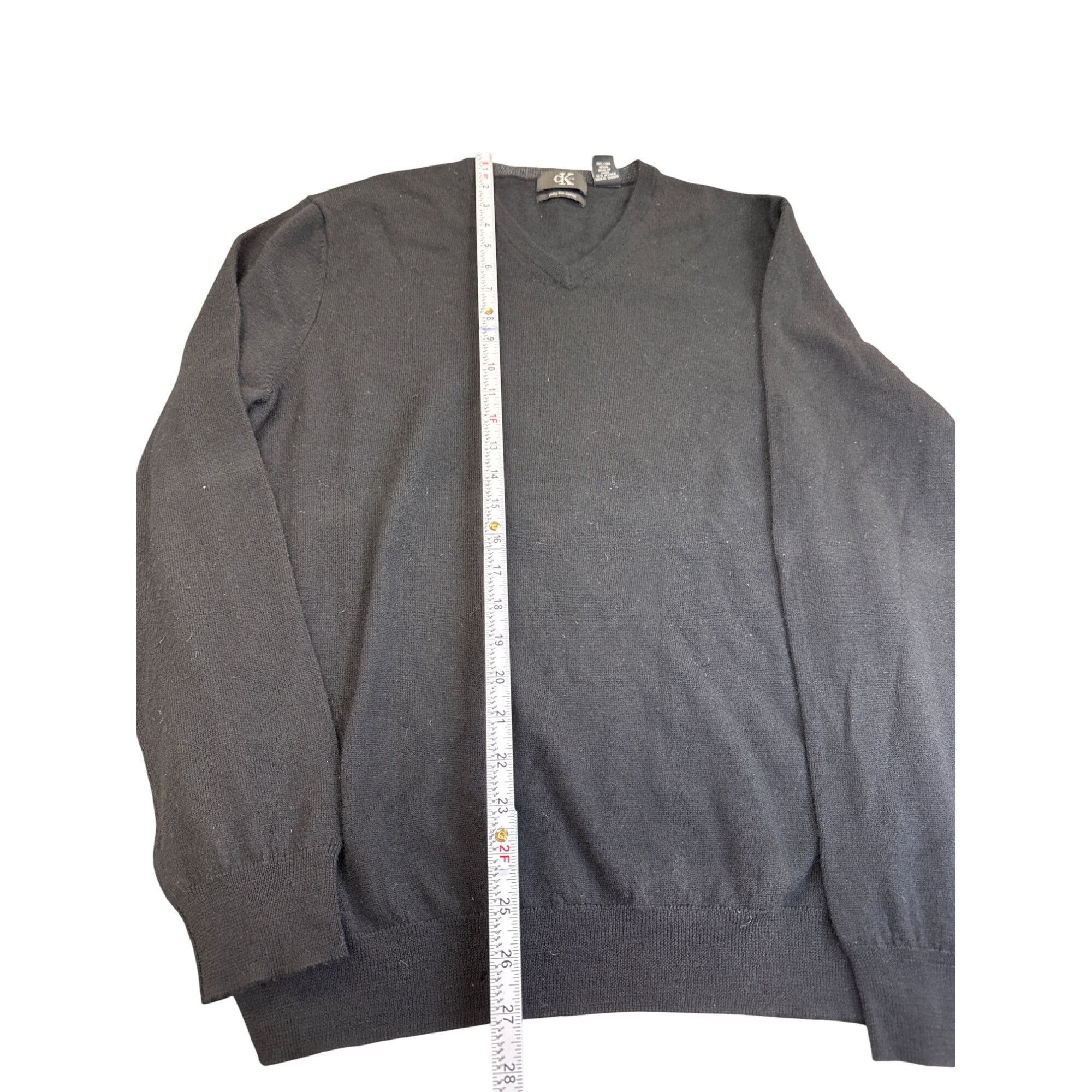 Calvin Klein Calvin Klein Mens Black Merino Wool V-Neck Sweater L/G SKU 7 Size US L / EU 52-54 / 3 - 4 Thumbnail