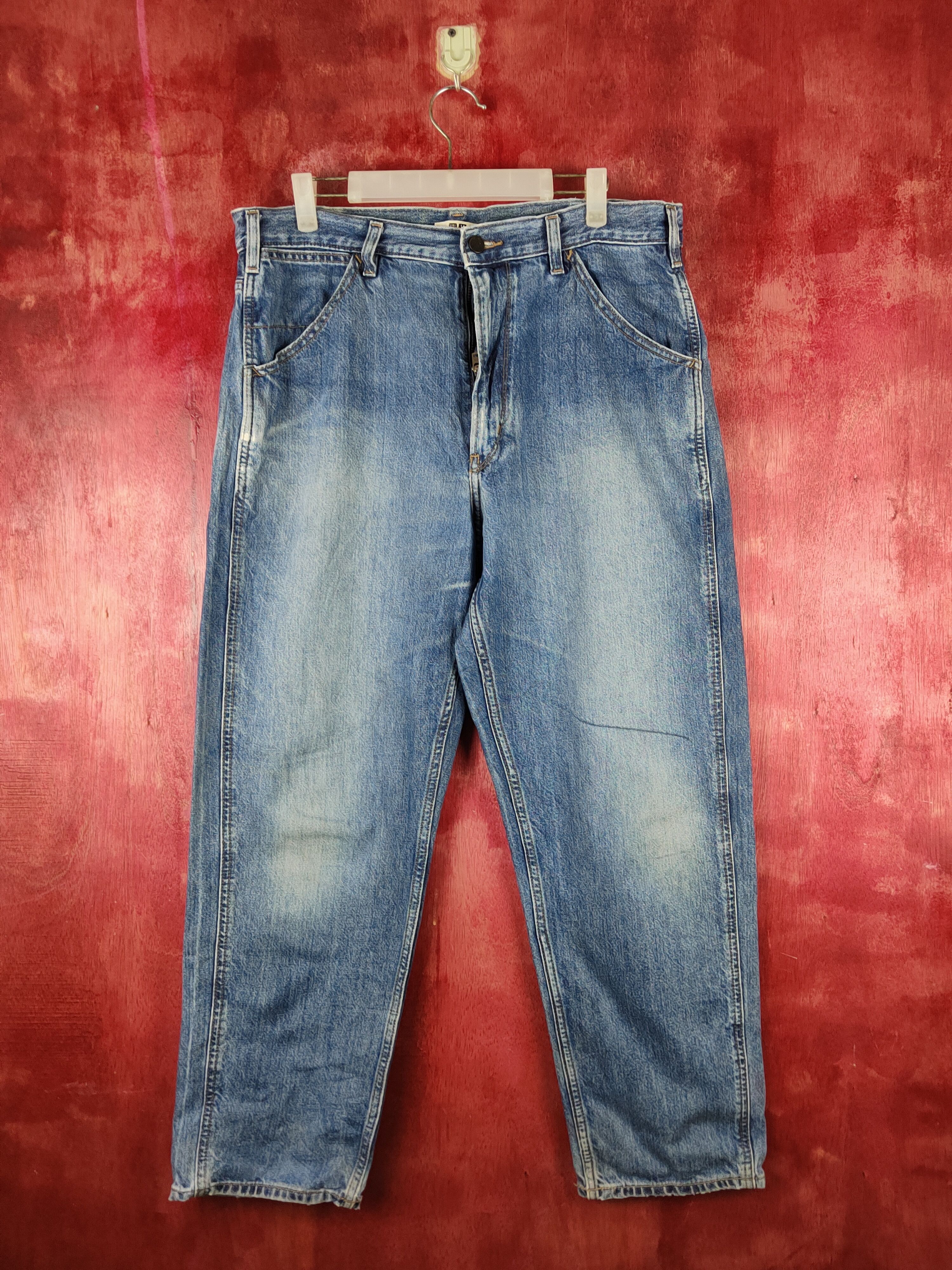 Japanese Brand Uniqlo Blue Faded Distressed Ripped Jeans #S1634 Size US 35 - 1 Thumbnail