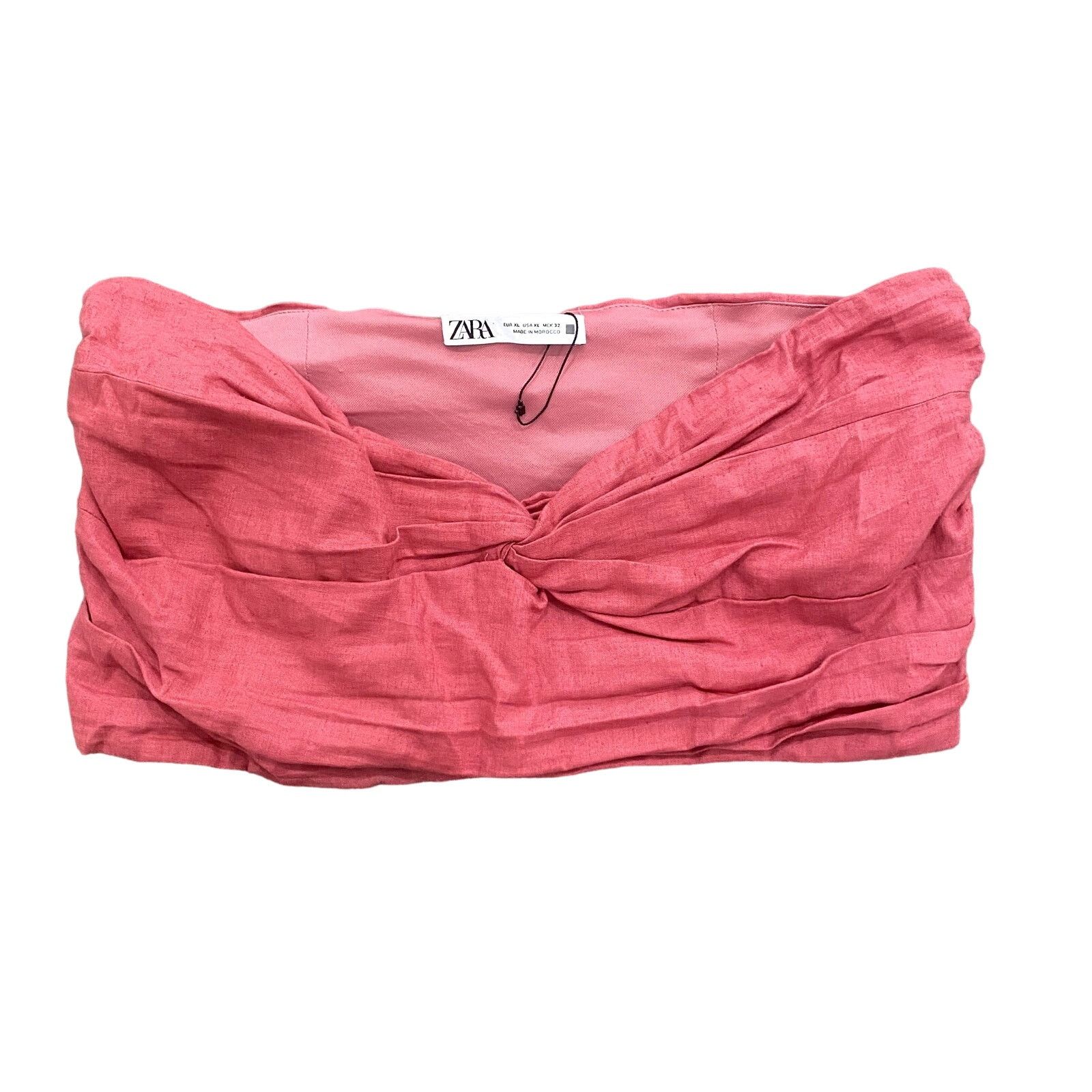 Zara Zara Knotted Tube Top in Red, Size XL Size XL / US 12-14 / IT 48-50 - 2 Thumbnail