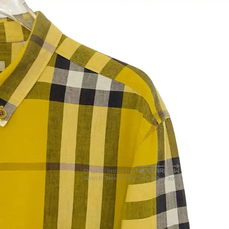 Burberry Burberry Yellow Cotton Short-Sleeve Shirt. Size L / US 10 / IT 46 - 3 Thumbnail