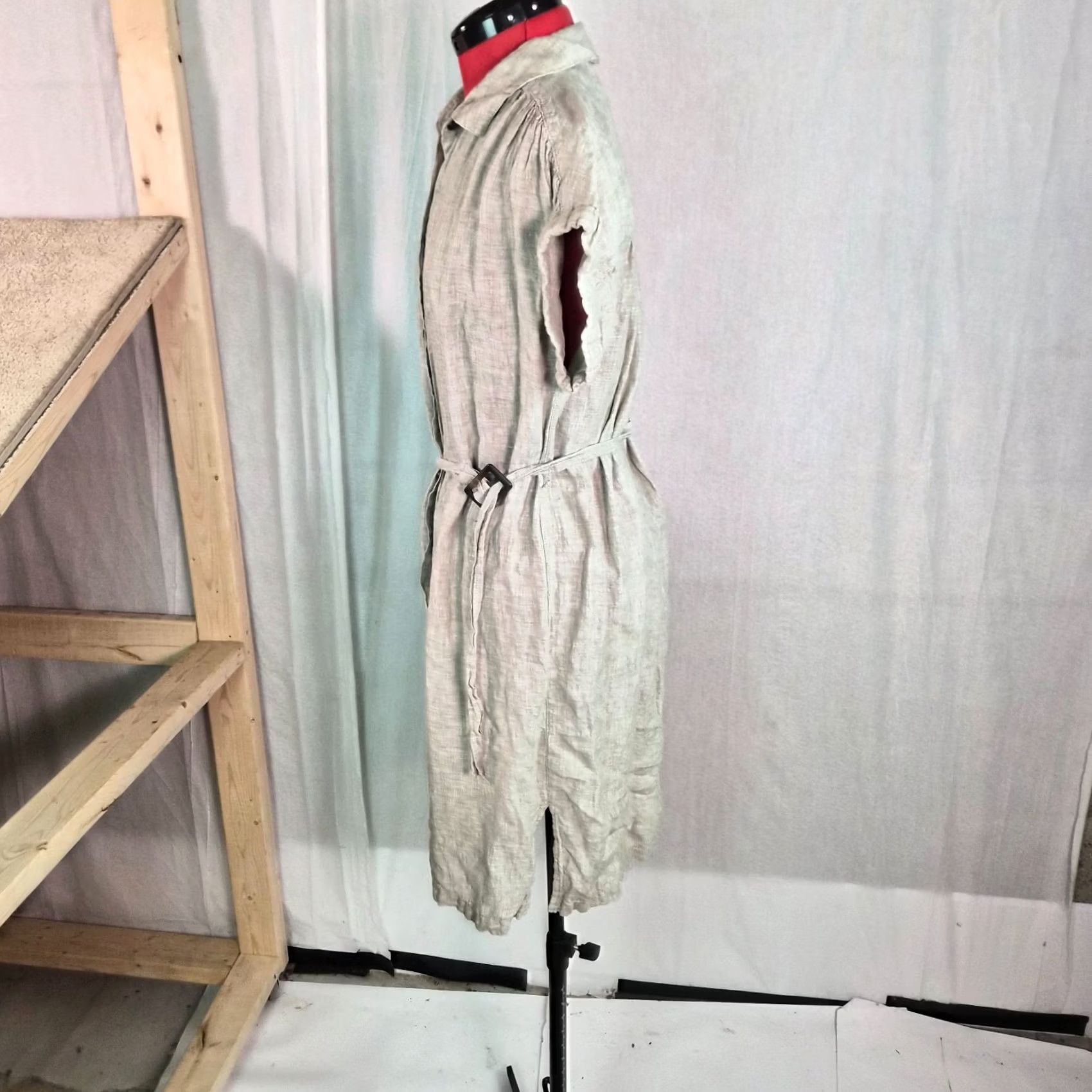 Vintage VINTAGE C&C California 100% Linen Shirt Dress Belted Button Front Short Sleeve Sz M G169 Size M / US 6-8 / IT 42-44 - 3 Thumbnail