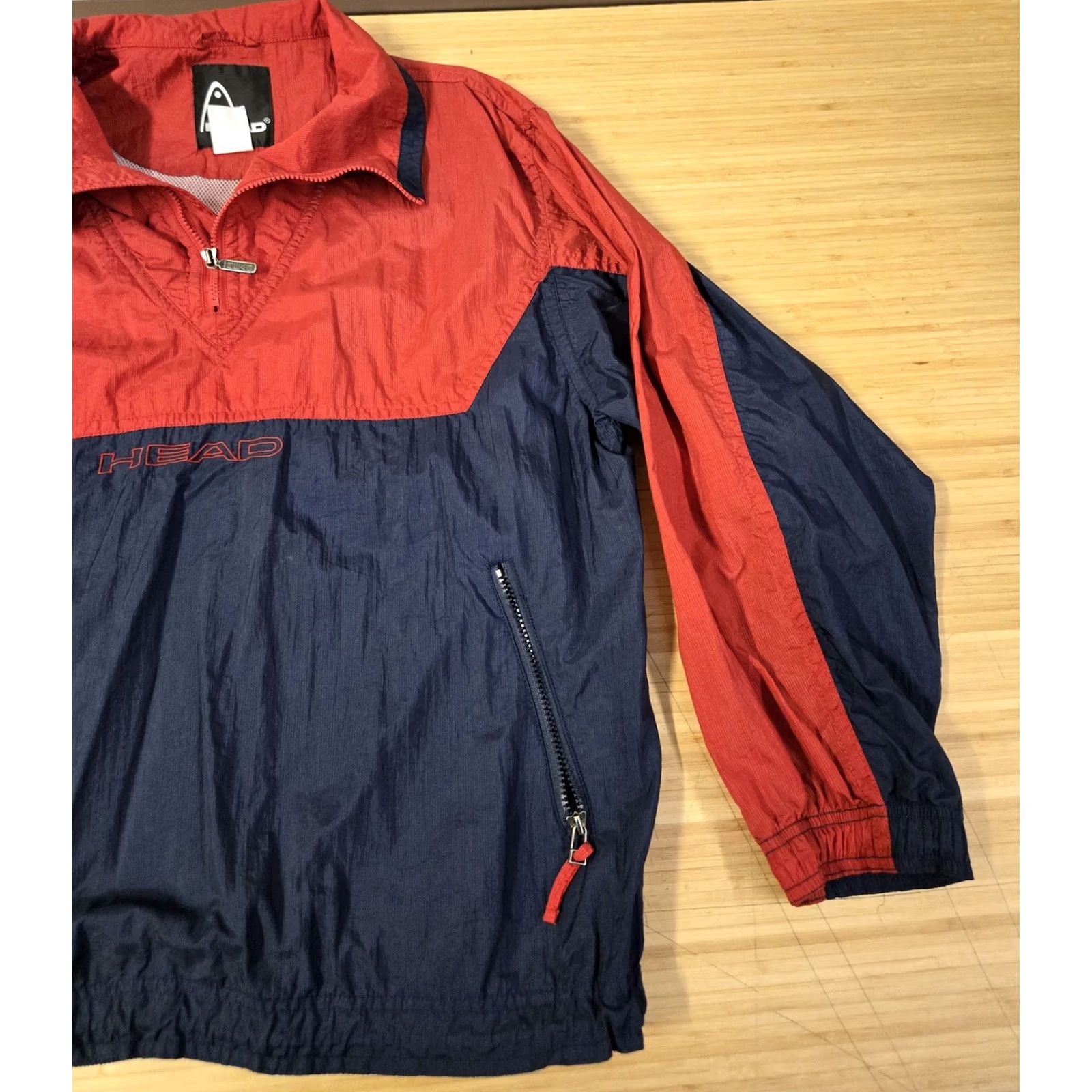 Vintage VINTAGE Head Pullover Jacket Mens Large Red Navy Nylon Windbreaker 90s Retro Size US L / EU 52-54 / 3 - 2 Thumbnail