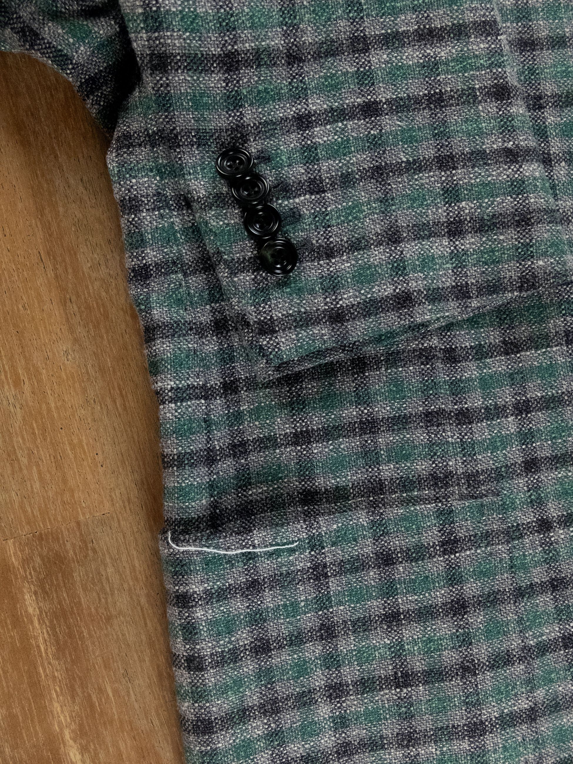 SARTORIO SARTORIO Napoli Kiton green gray plaid wool silk sportcoat Size 42R - 5 Thumbnail