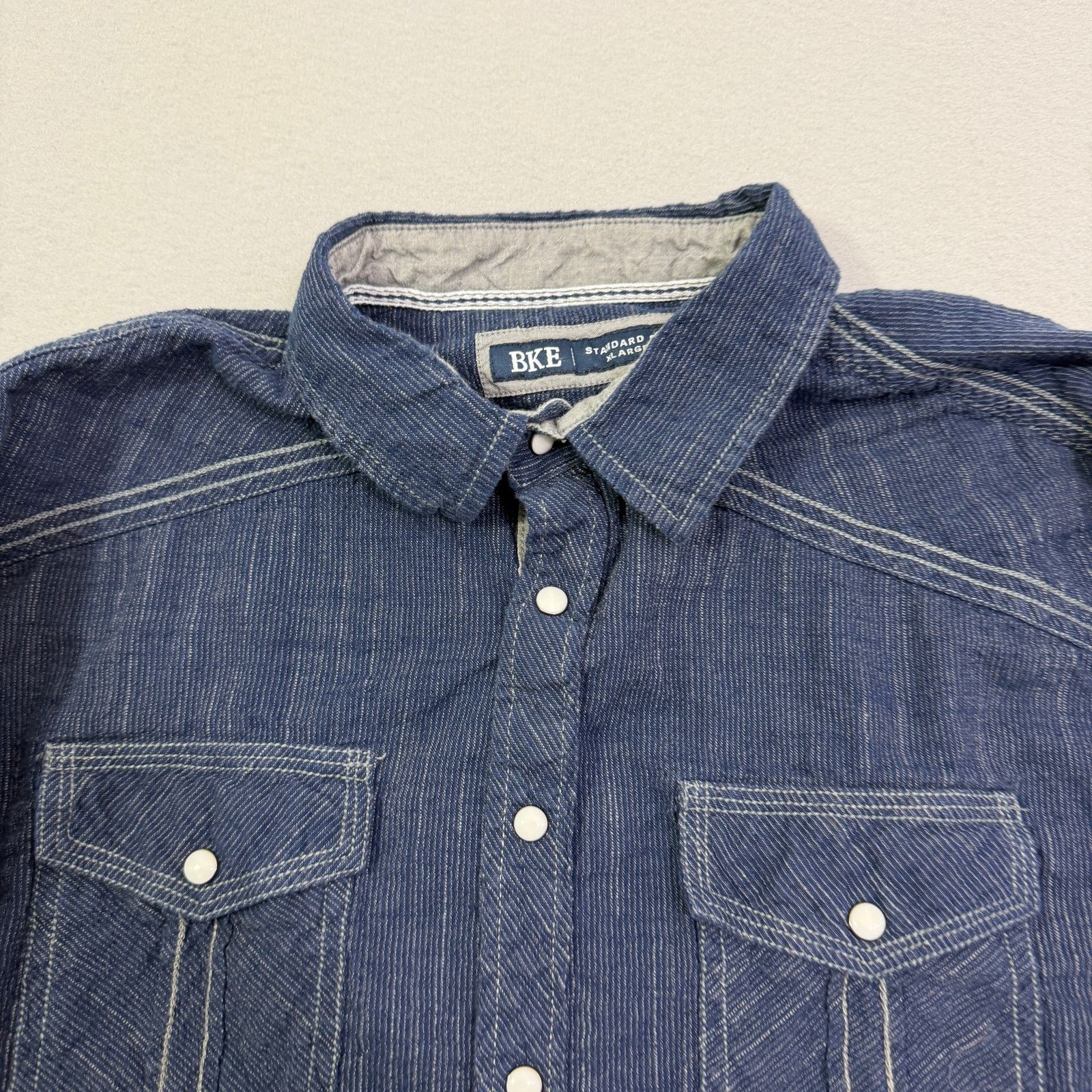 BKE BKE Striped Standard Shirt Men's Extra Large Pearl Snap Size US XL / EU 56 / 4 - 3 Thumbnail