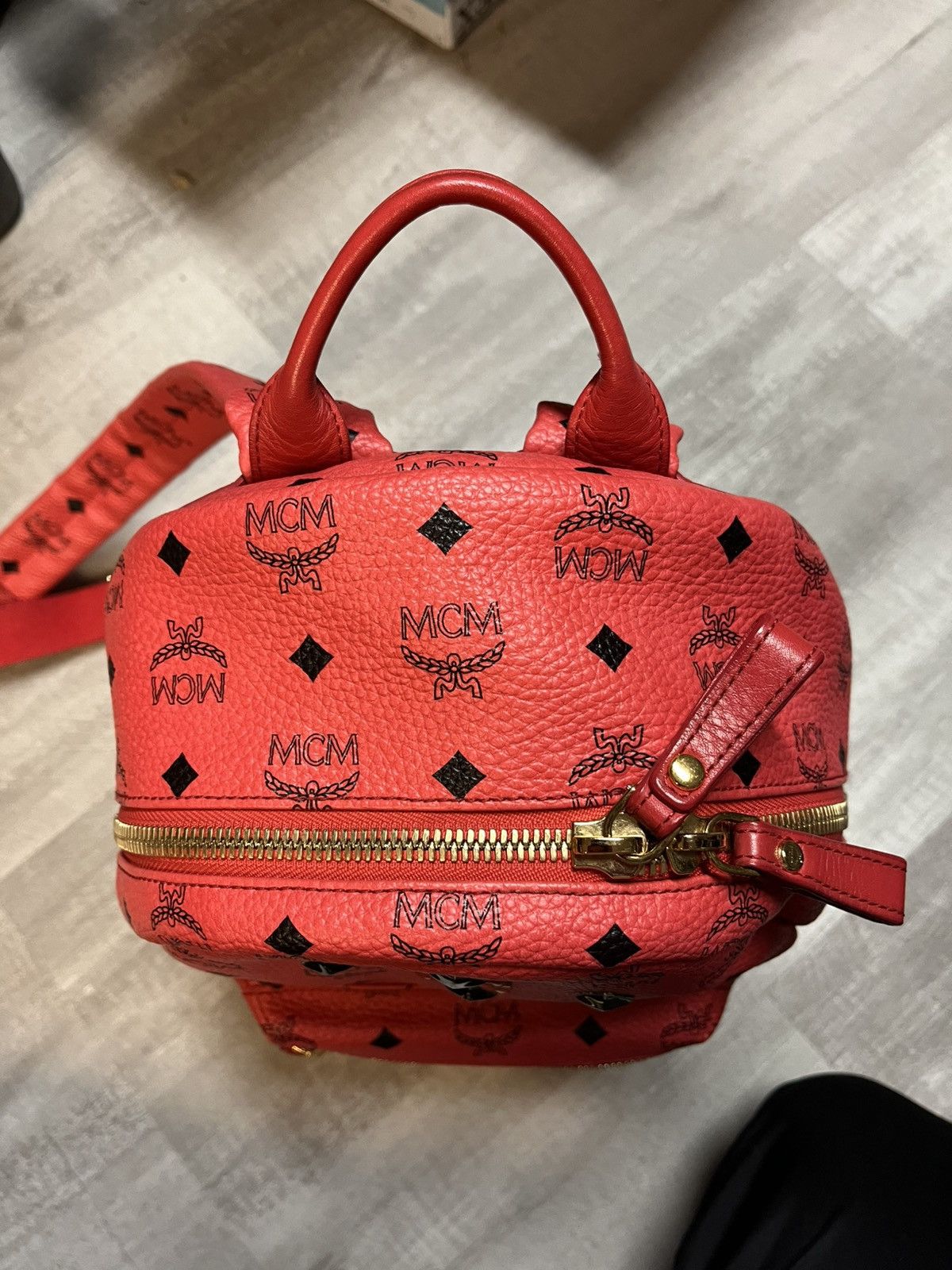 MCM MCM Red/Watermelon Colour Logo Monogram Backpack Size ONE SIZE - 6 Thumbnail