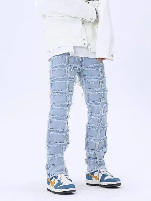 Retro high street ruined design niche jeans