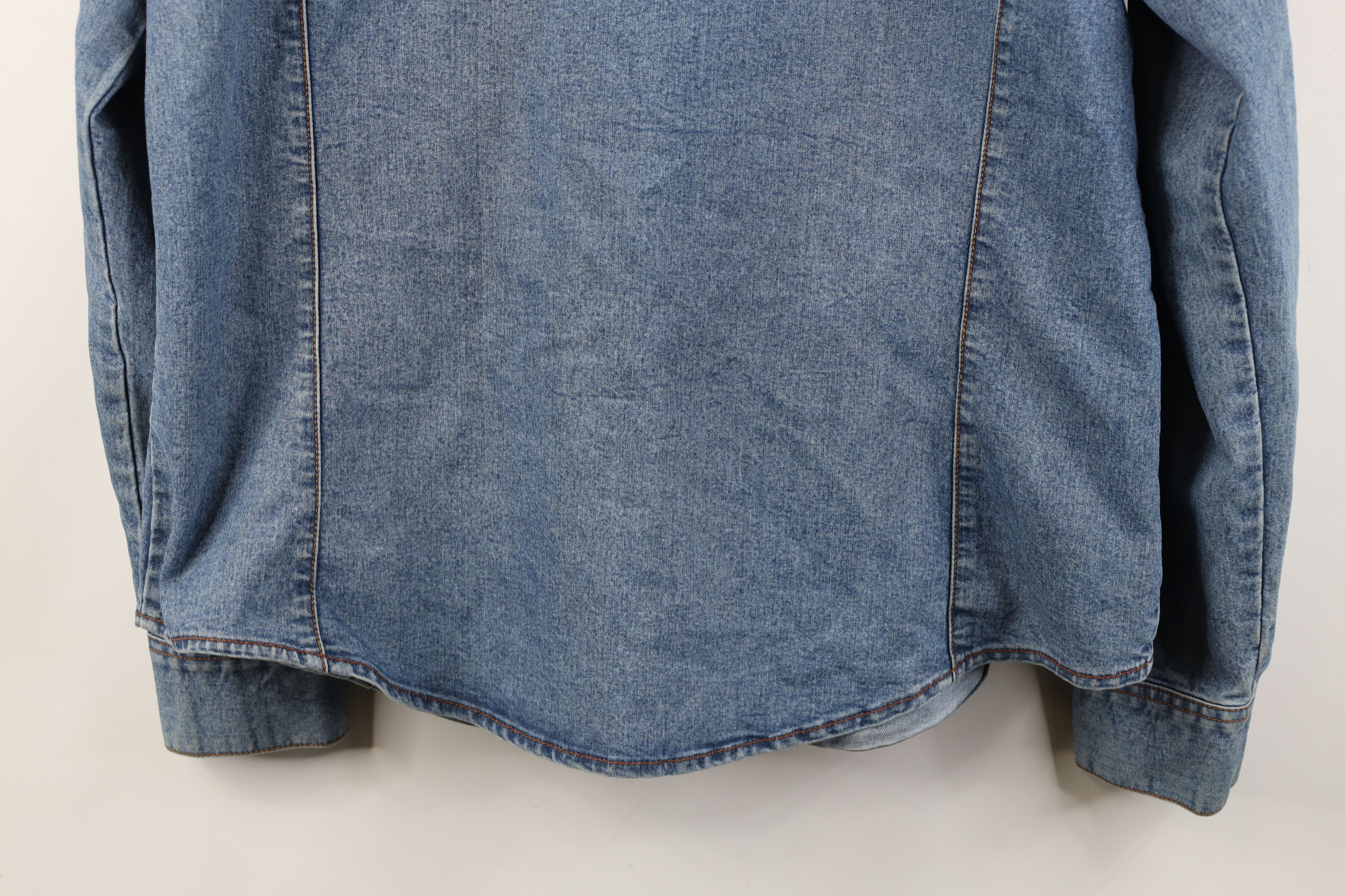 Levi's Vintage Y2K Levis Babydoll Snap Button Denim Shirt Stretch Size XL / US 12-14 / IT 48-50 - 15 Thumbnail