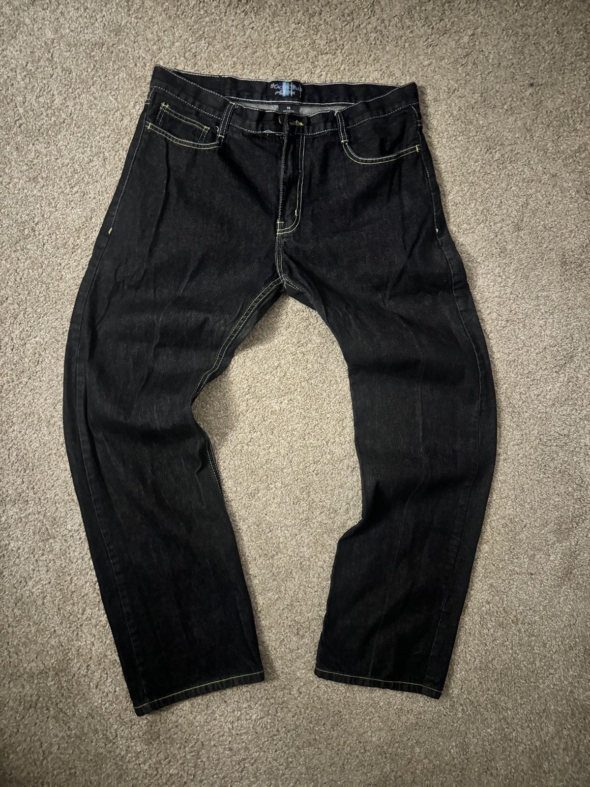 Other *Size36* Black & Blue Denim Y2K Style Straight Jeans #Y2K Size US 36 / EU 52 - 1 Thumbnail