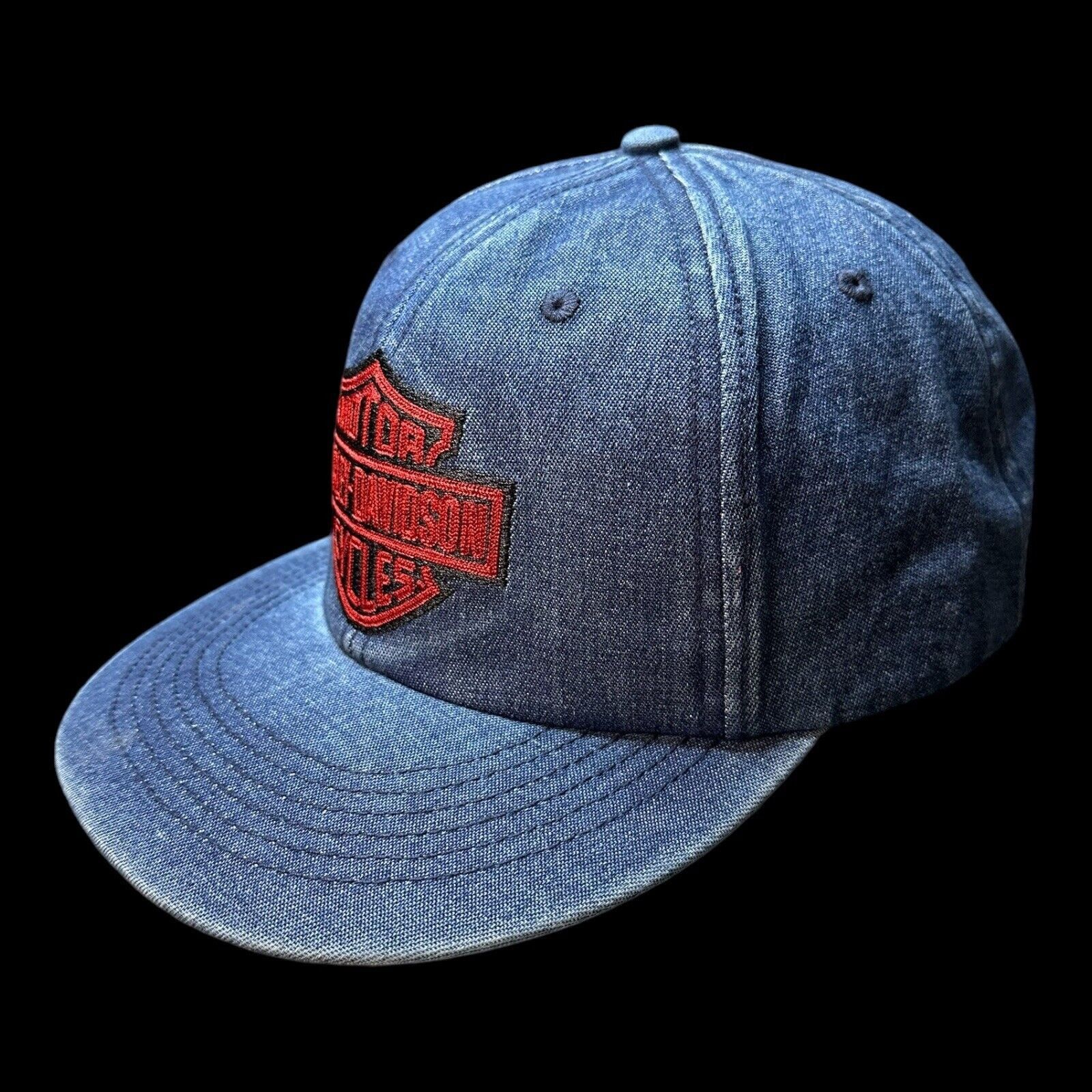 Harley Davidson Harley Davidson Denim Blue Snapback Baseball Hat NWT Size ONE SIZE - 3 Thumbnail