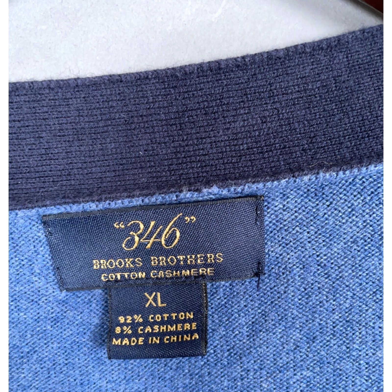 Brooks Brothers Brooks Brothers 346 Cardigan XL Blue Sweater Men Regular V-Neck Cashmere Cotton Knit Size US XL / EU 56 / 4 - 3 Thumbnail