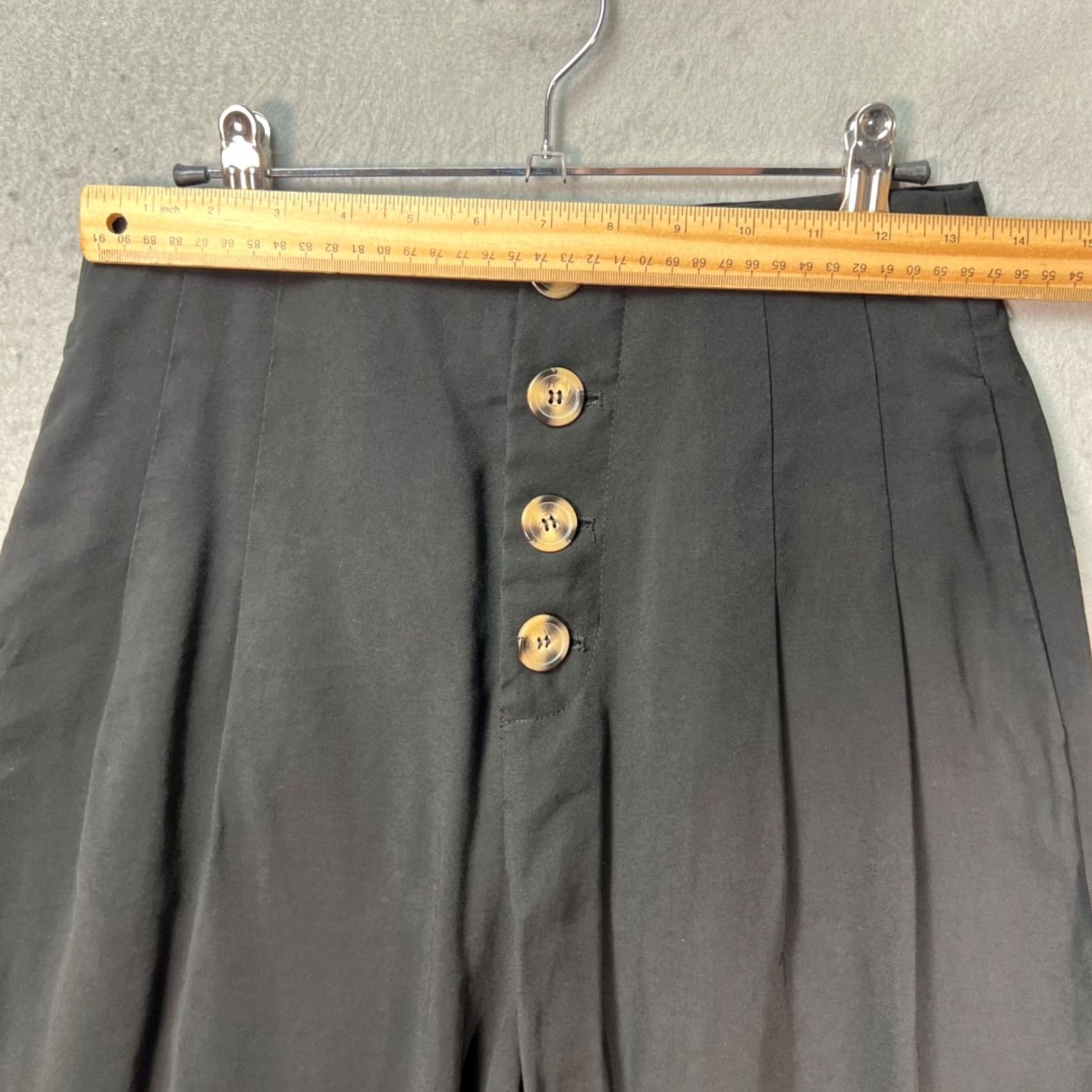 Zara Zara Womens Pants 29 Black High-Waisted Coulottes Wide-Leg Button Front Pockets Size 29" - 5 Thumbnail
