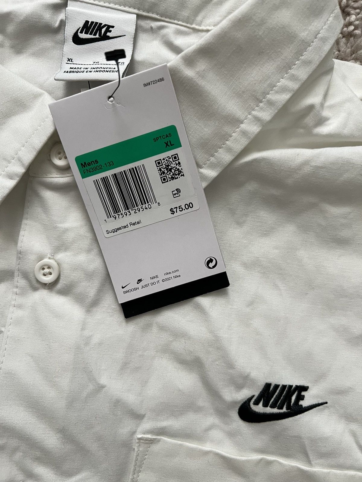 Nike Nike Club Oxford Short-Sleeve Button-Up Shirt Loose Fit Size US XL / EU 56 / 4 - 8 Thumbnail