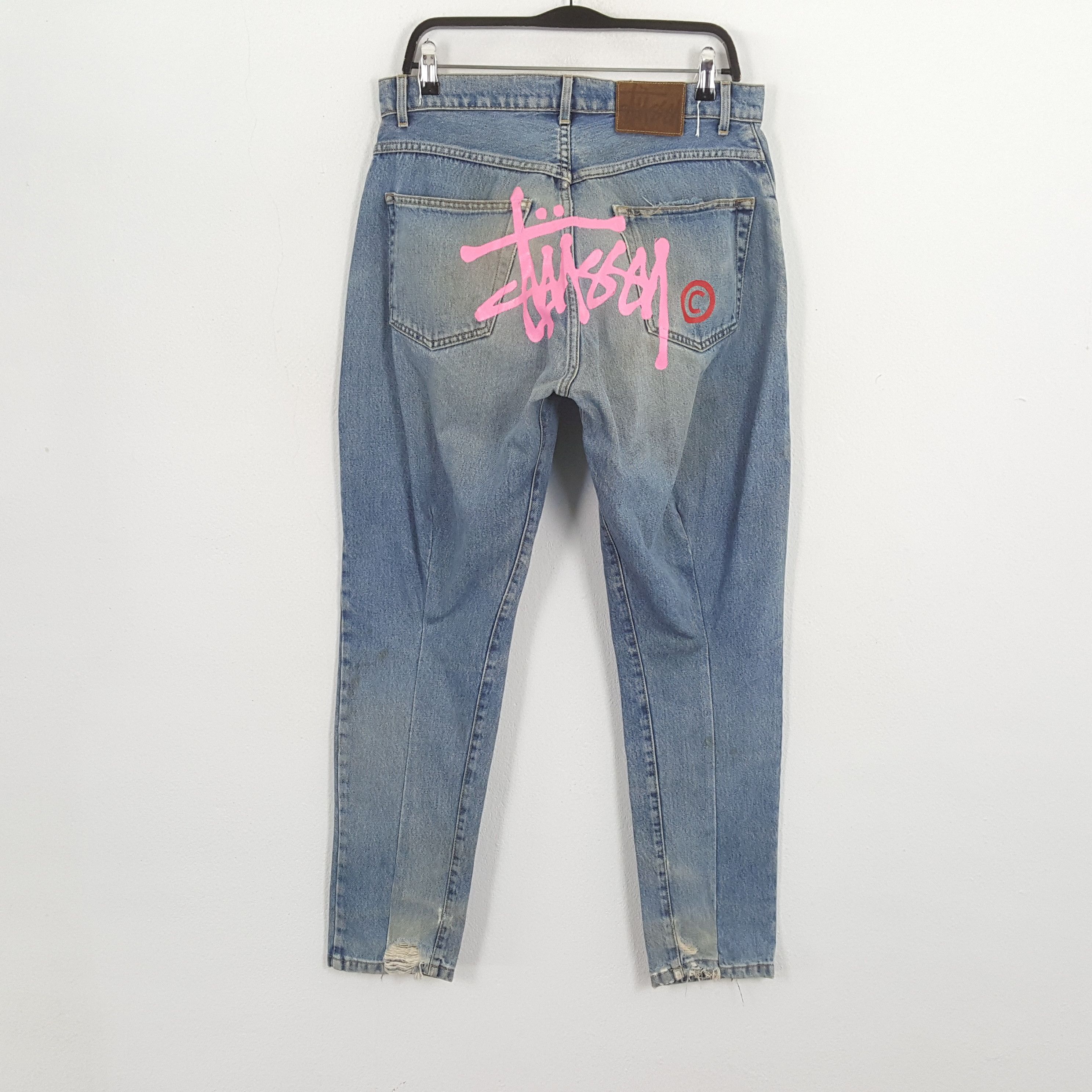 Stussy × Vintage STUSSY Made In USA Streetwear Style Custom Art Jeans Size US 32 / EU 48 - 1 Thumbnail