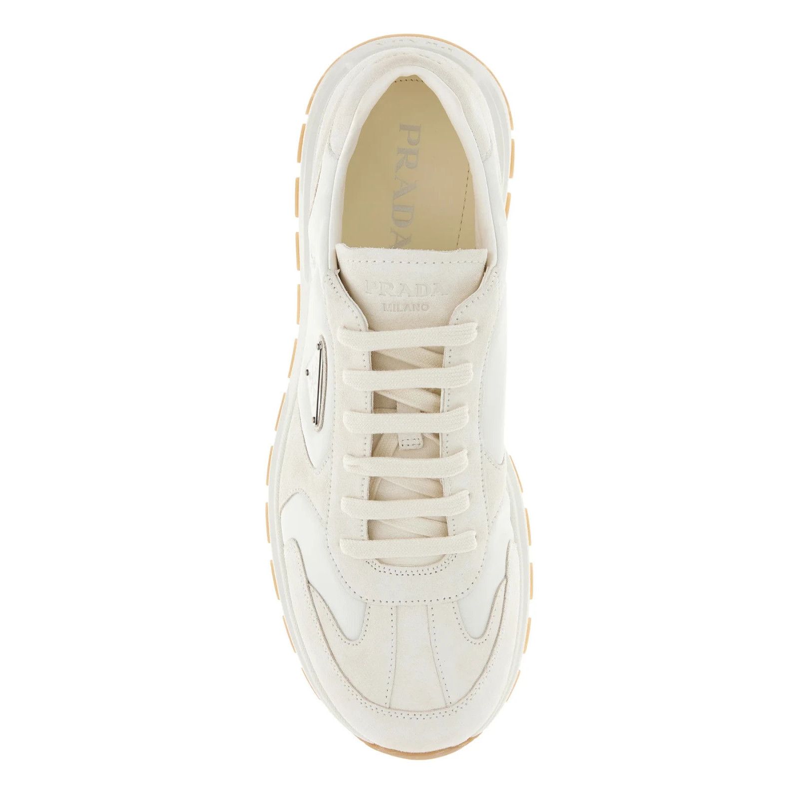 Prada PRADA White Re-Nylon And Suede Sneakers New And Authentic (M Size US 9 / EU 42 - 4 Thumbnail