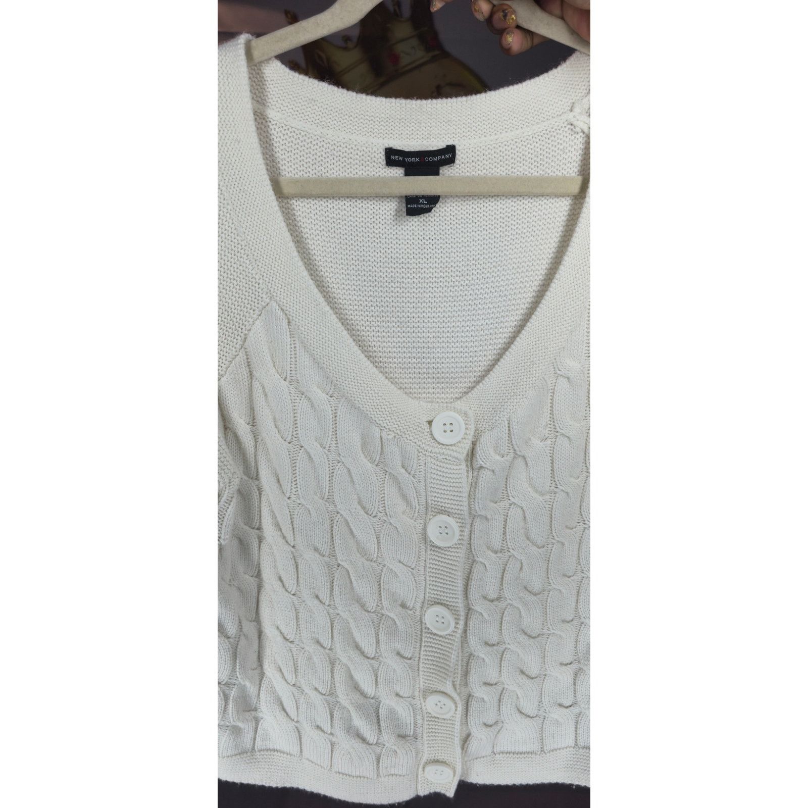 Other New York & Company White Acrylic Cardigan Sweater XL Size XL / US 12-14 / IT 48-50 - 3 Thumbnail