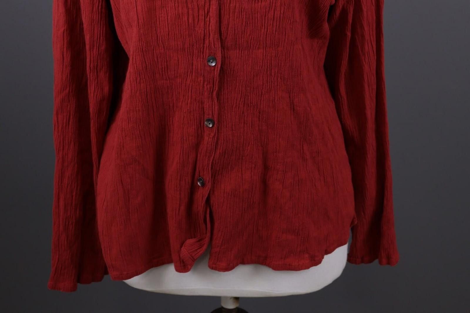 Designer Gudrun Sjoden Red Button Down Top Shirt Size XL Size XL / US 12-14 / IT 48-50 - 7 Thumbnail