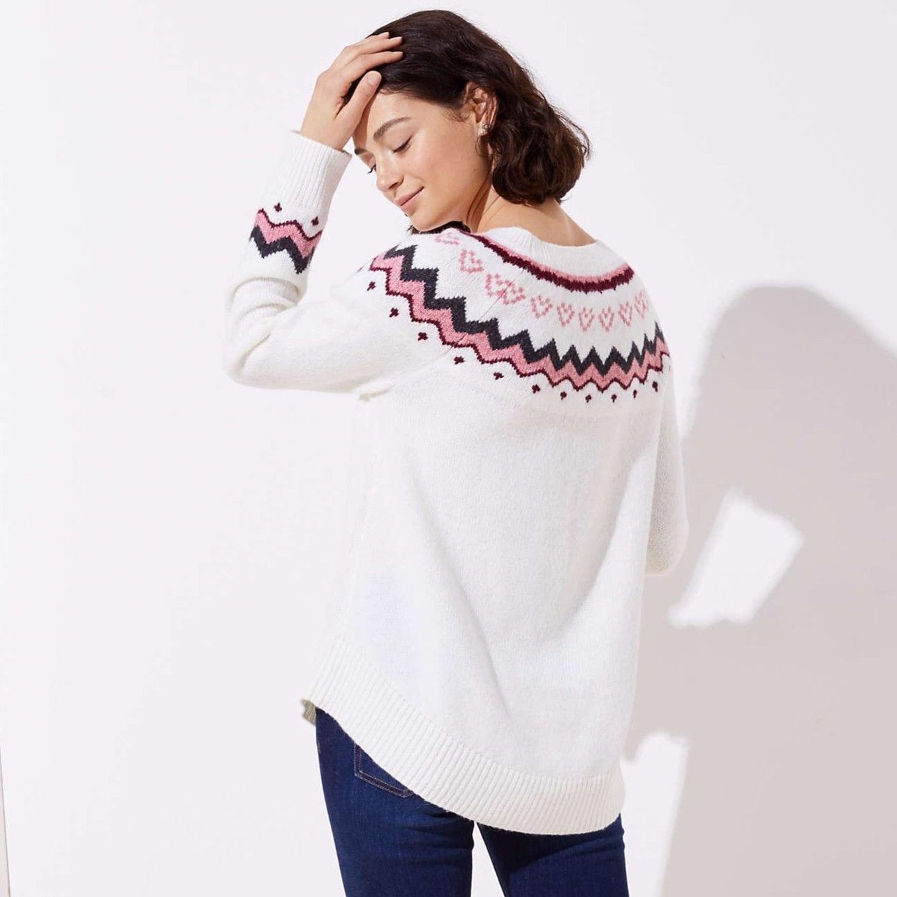Loft Swingy Fairisle Fair Isle Sweater in size Medium NWT $69.50 Size M / US 6-8 / IT 42-44 - 4 Thumbnail