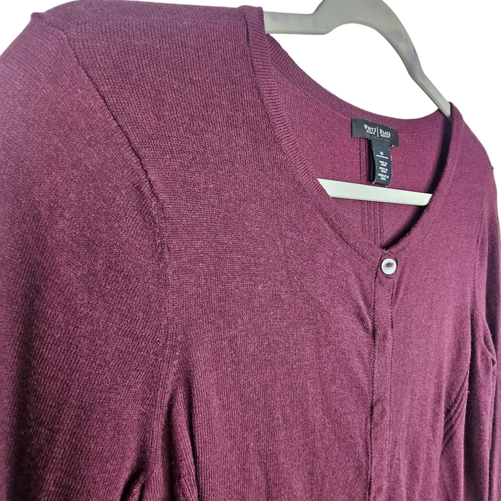 White House Black Market White House Black Market Womens Cashmere Burgundy Cardigan M Size L / US 10 / IT 46 - 5 Thumbnail
