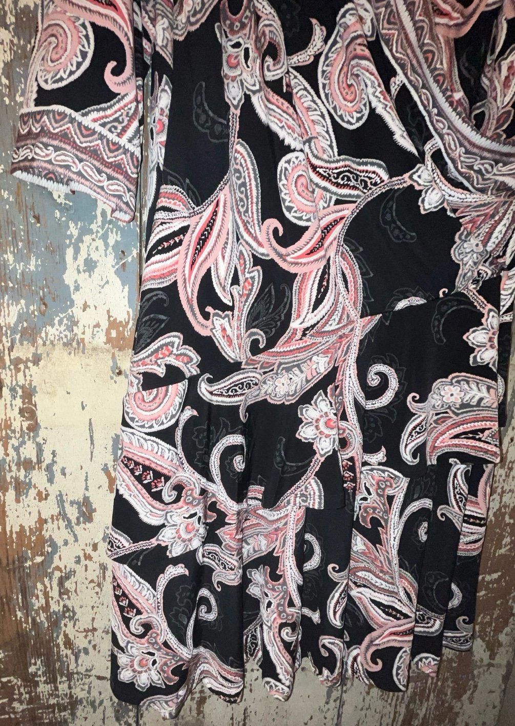 Designer NWT Signature by Robbie Bee 1X dress black paisley Size XL / US 12-14 / IT 48-50 - 4 Thumbnail
