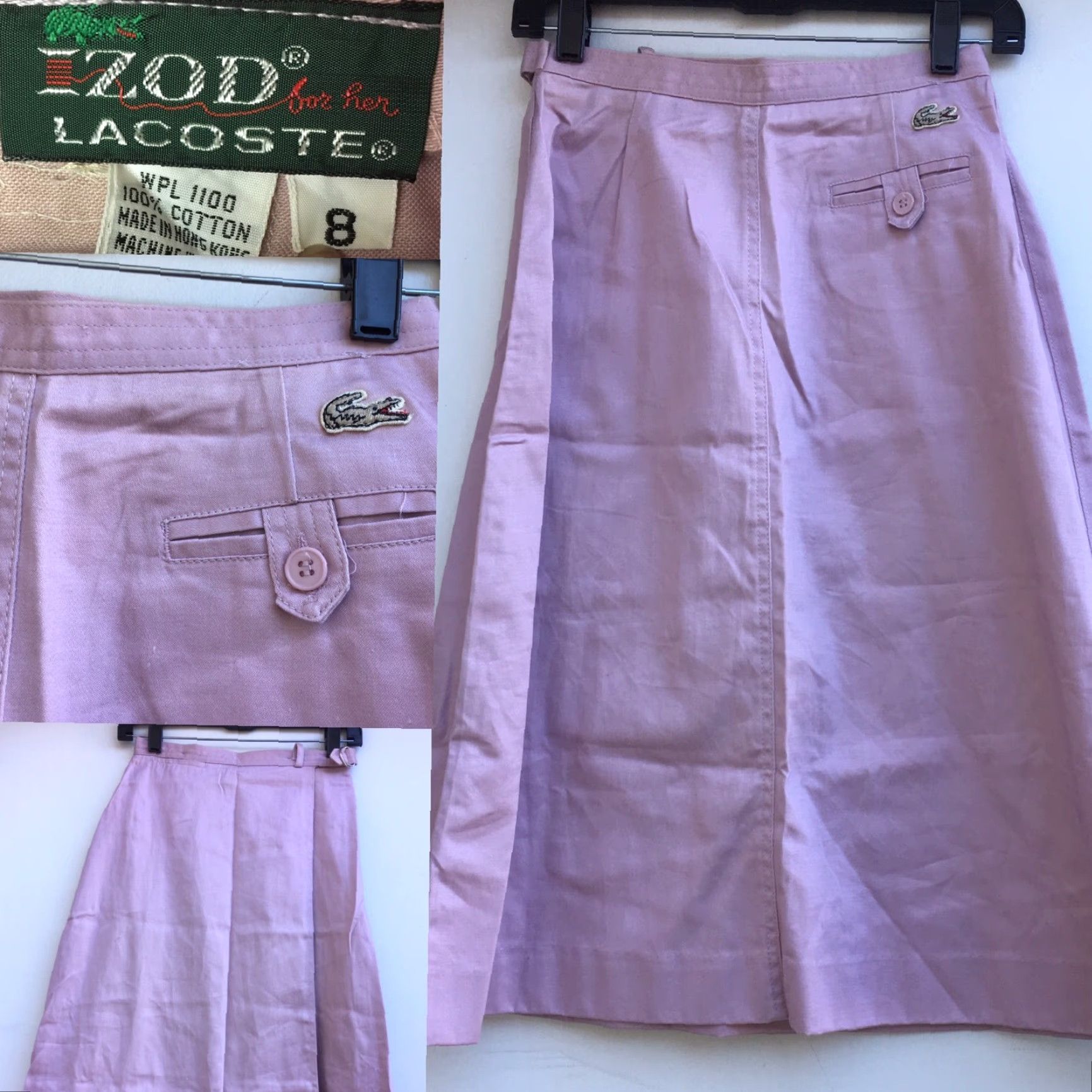 Lacoste Izod Lacoste For Her High Waist Skirt Crocodile Allogator Logo Sz 8 25 in Waist Pink 1980s Vintage Womens Skirt Lacoste Size 30" / US 8 / IT 44 - 2 Thumbnail